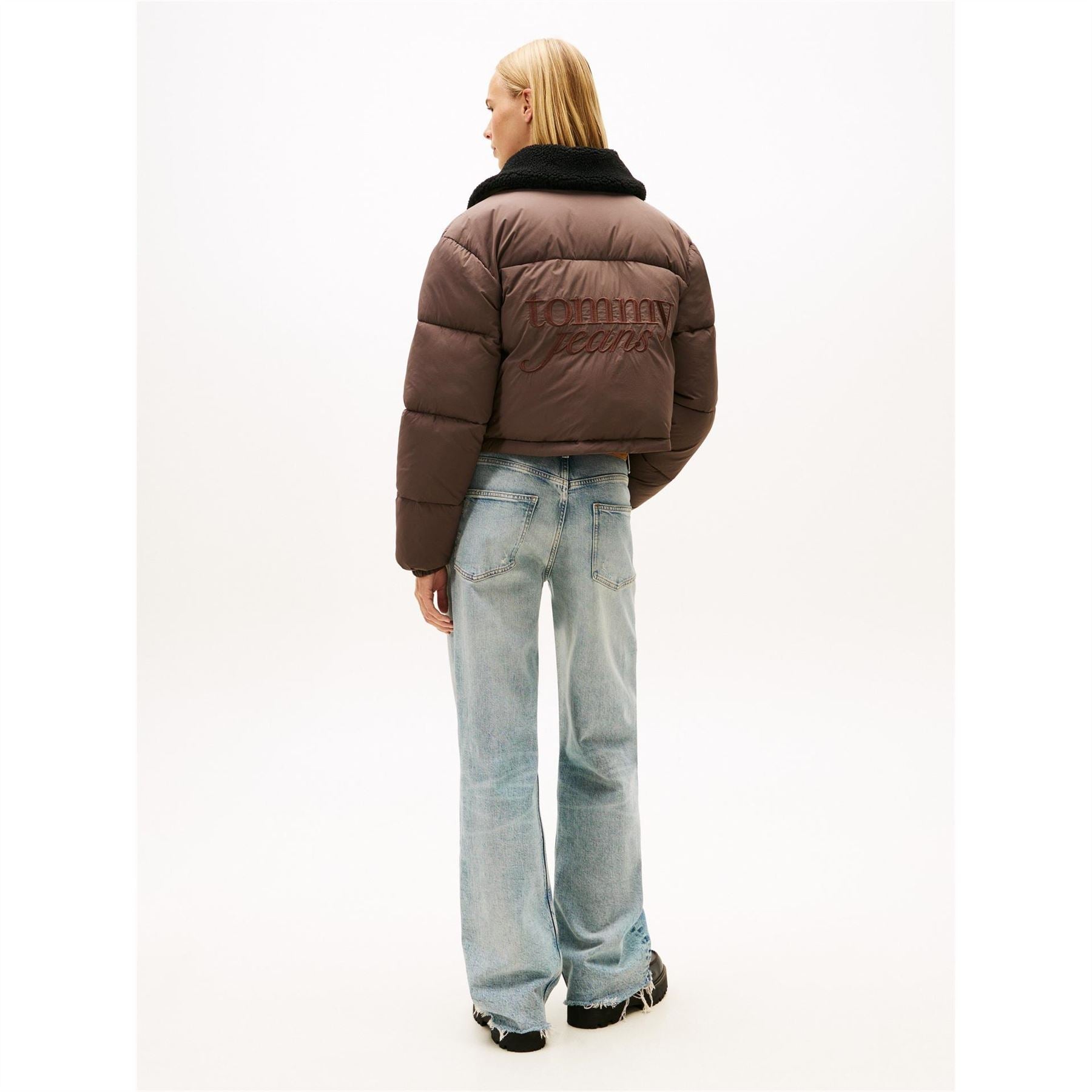 Tommy Jeans Solid Patterned Puffer Jacket with Side Pocket