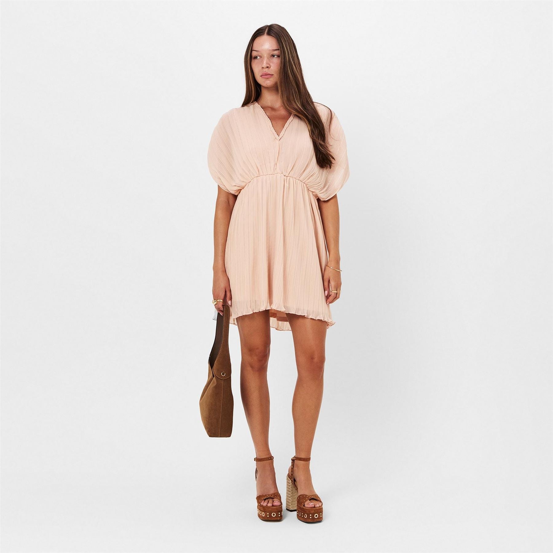 French Connection Chathia V-Neck Short Sleeve Mini Dress