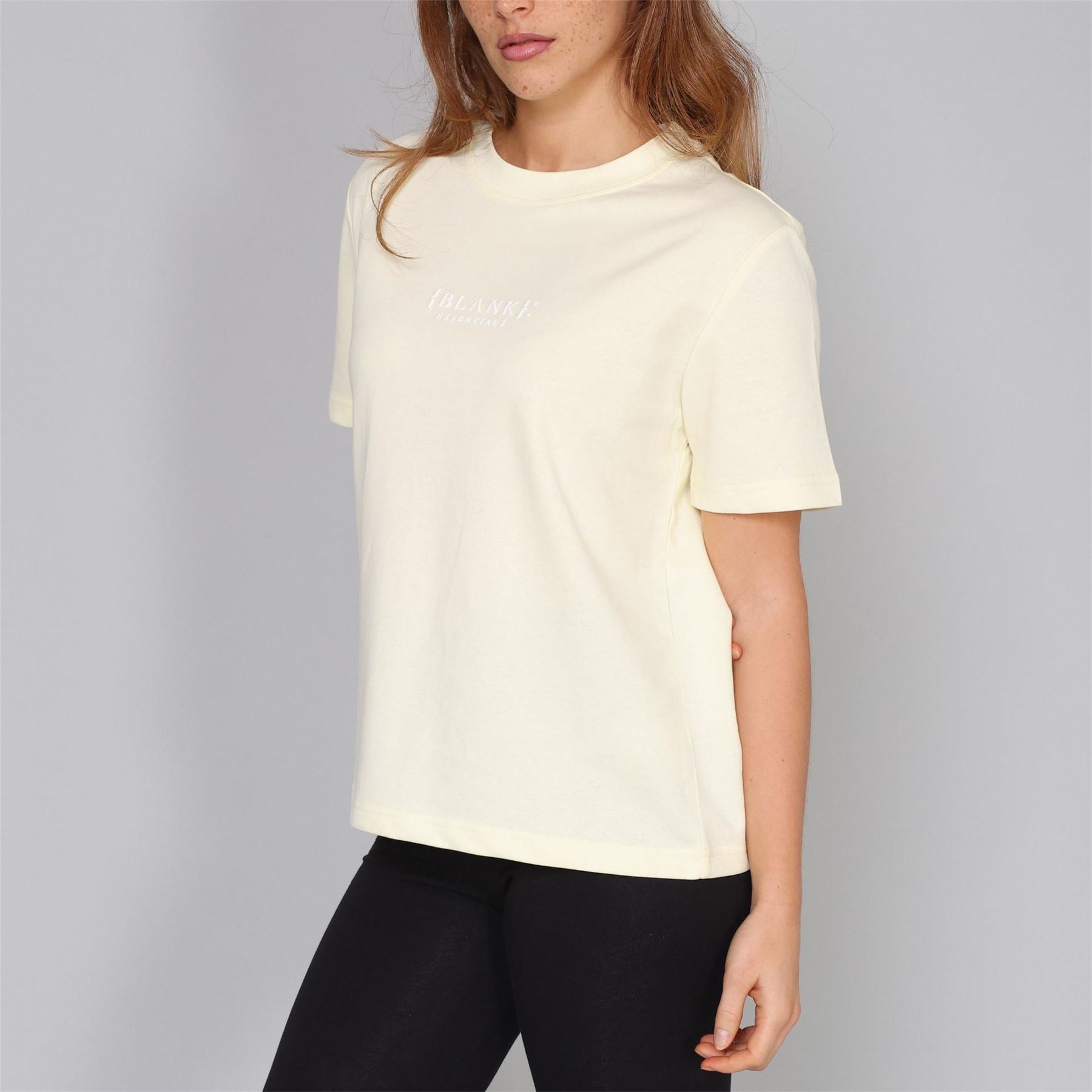 Blank Essentials Embroidered Text Graphic Crew Neck Short Sleeve Boyfriend T-Shirt