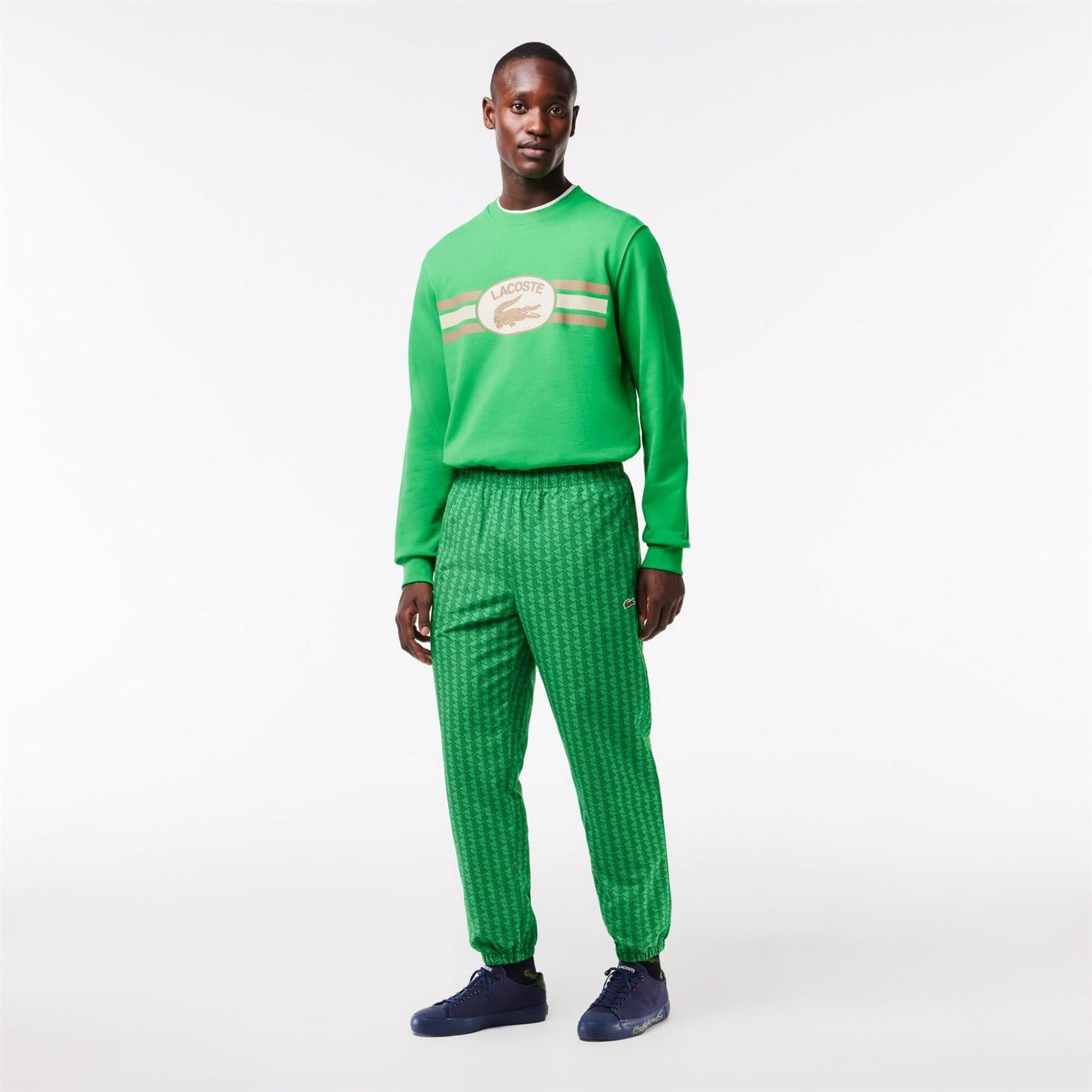 Lacoste Monogram Print Closed Hem Fleece Joggers