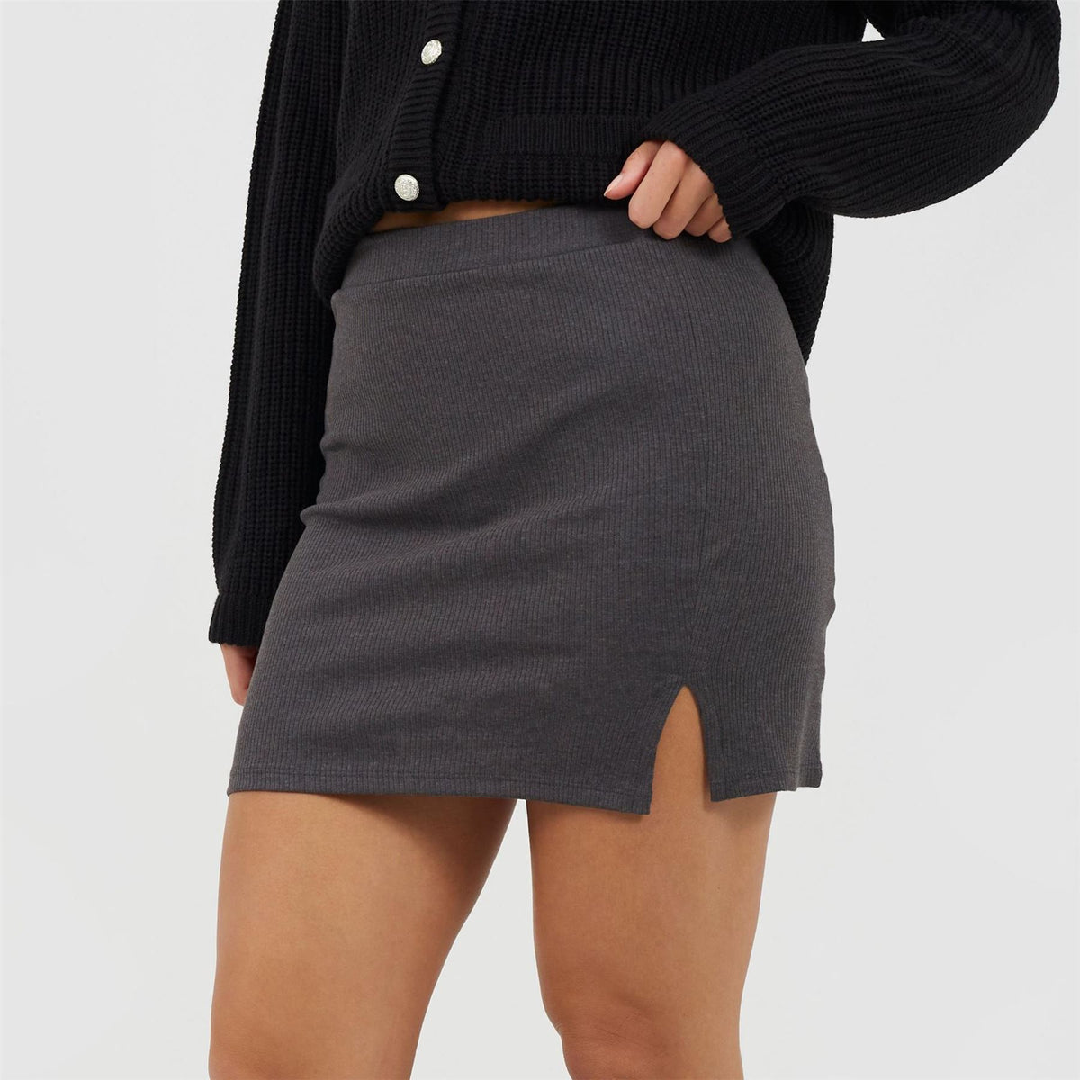 Brave Soul Womens Mini Skirt With Split Hem Detail