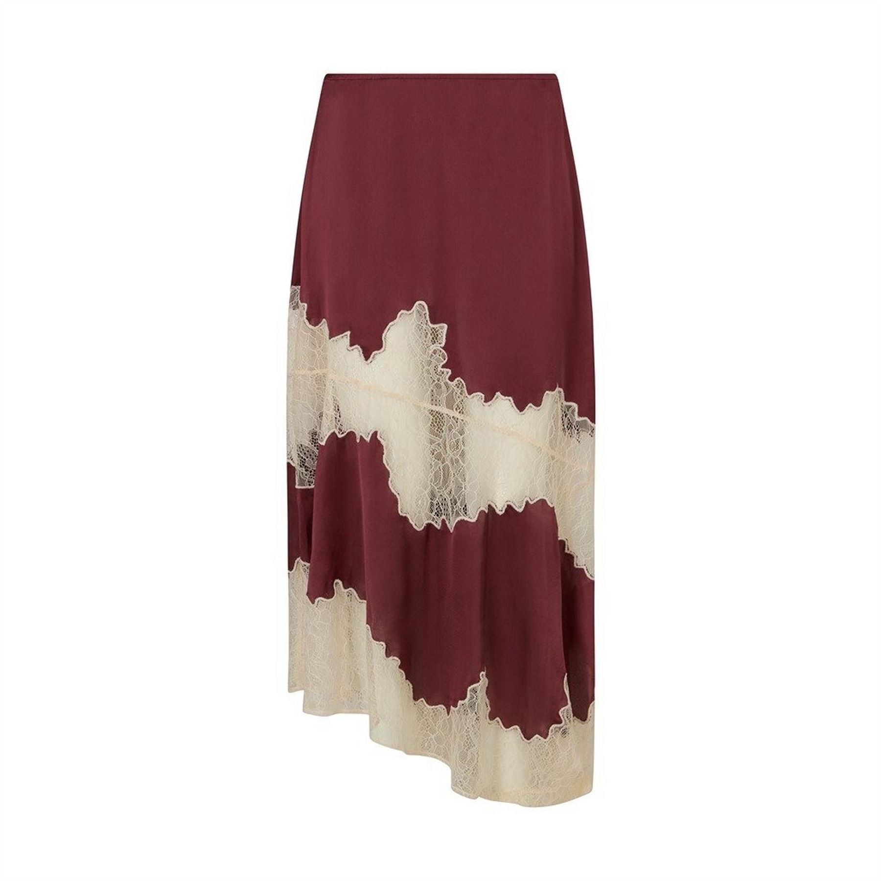 Lily and Lionel And Lionel Elenor Lace Insert Midi Skirt In Burgundy