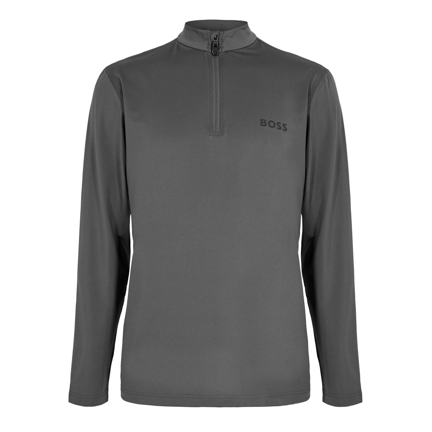 Boss Lacoste Lettering Zip Neck Long Sleeve Athletic Top