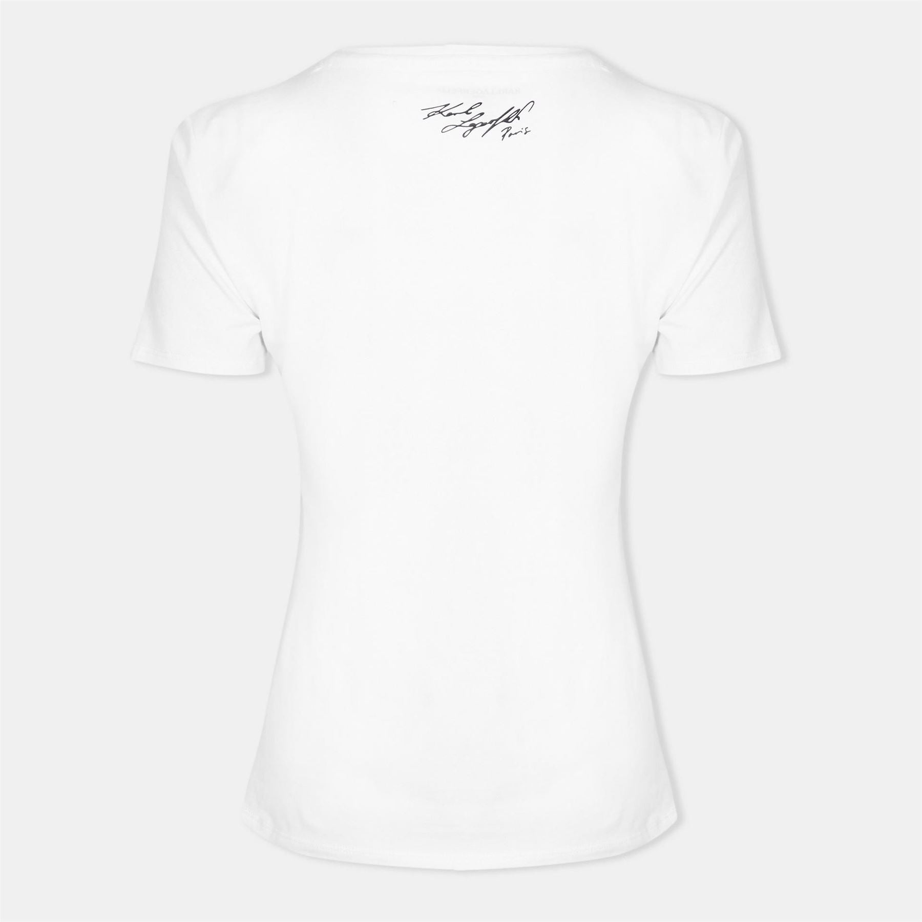 Karl Lagerfeld Sequin Lettering Crew Neck Short Sleeve T-Shirt