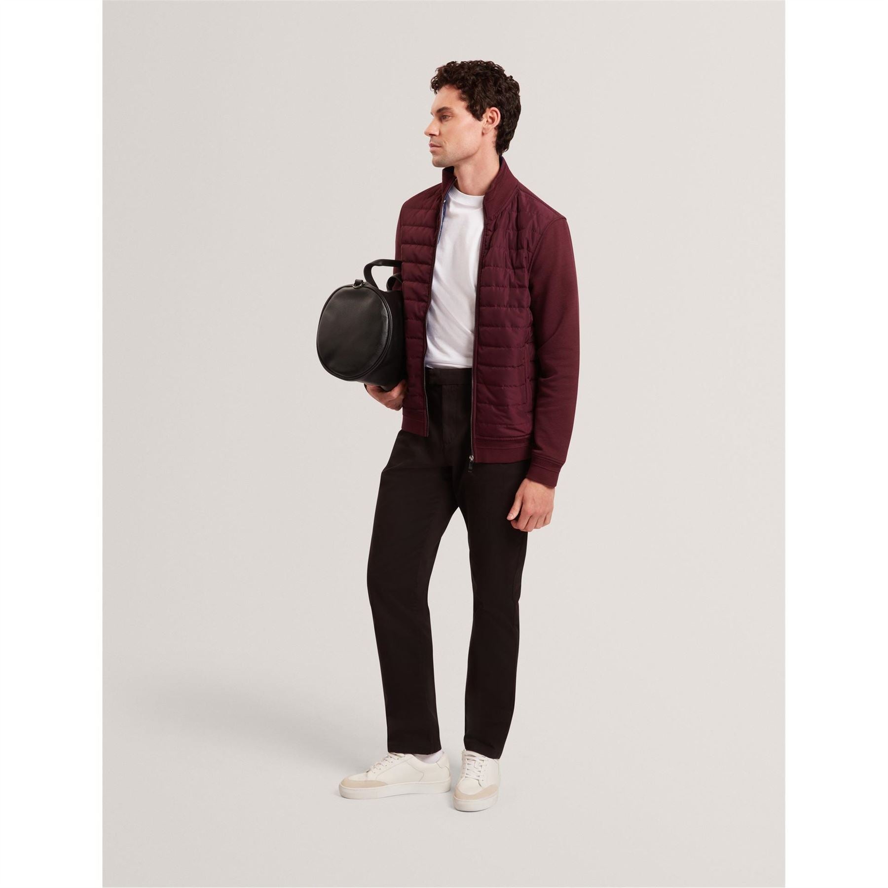 Ted Baker Solid Patterned Hybrid Jacket with Ribbed Cuff