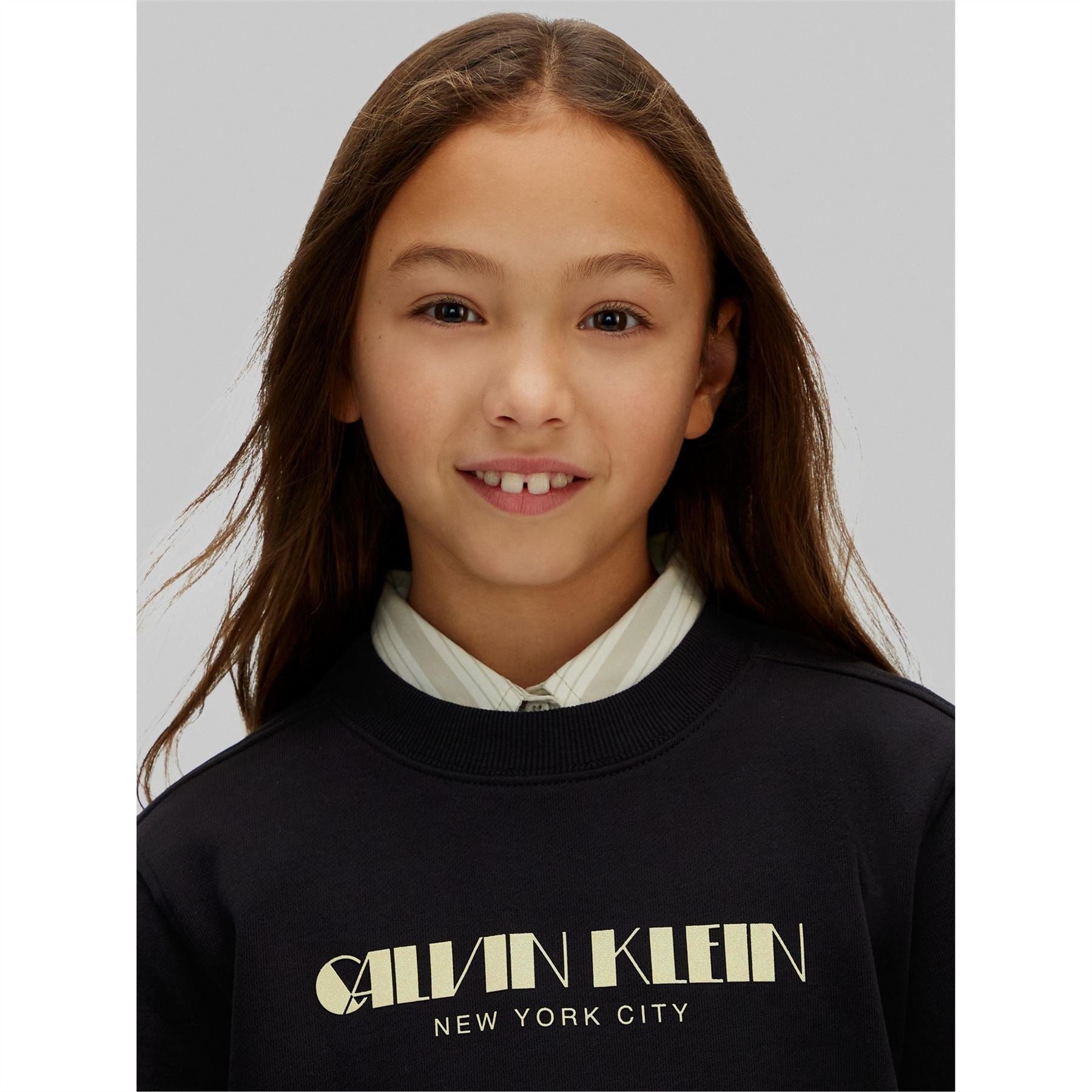 Calvin Klein Jeans Glitter Logo Print Crew Neck Long Sleeve Sweatshirt