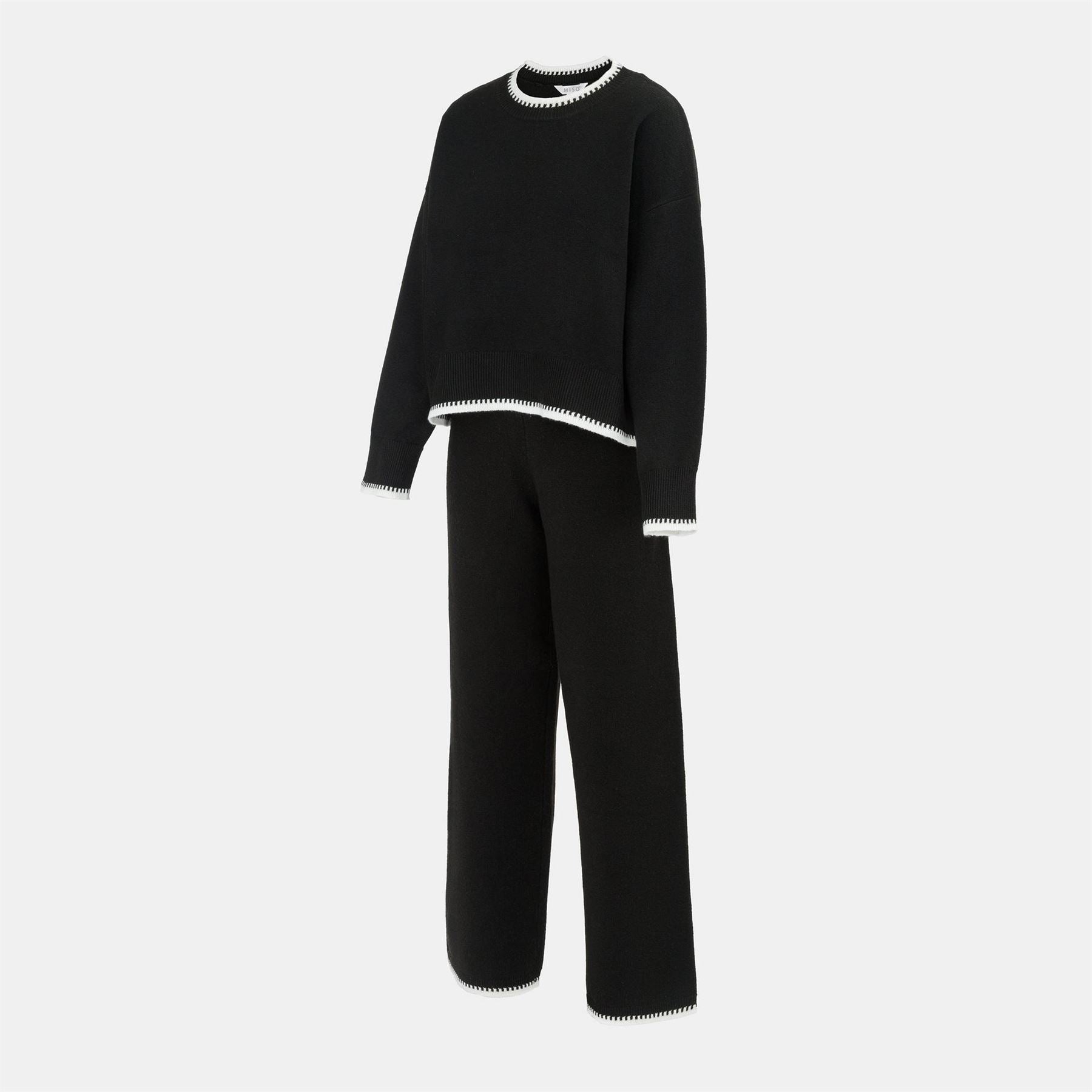 Miso Womens Long Sleeve Contrast Hem Set Knitwear