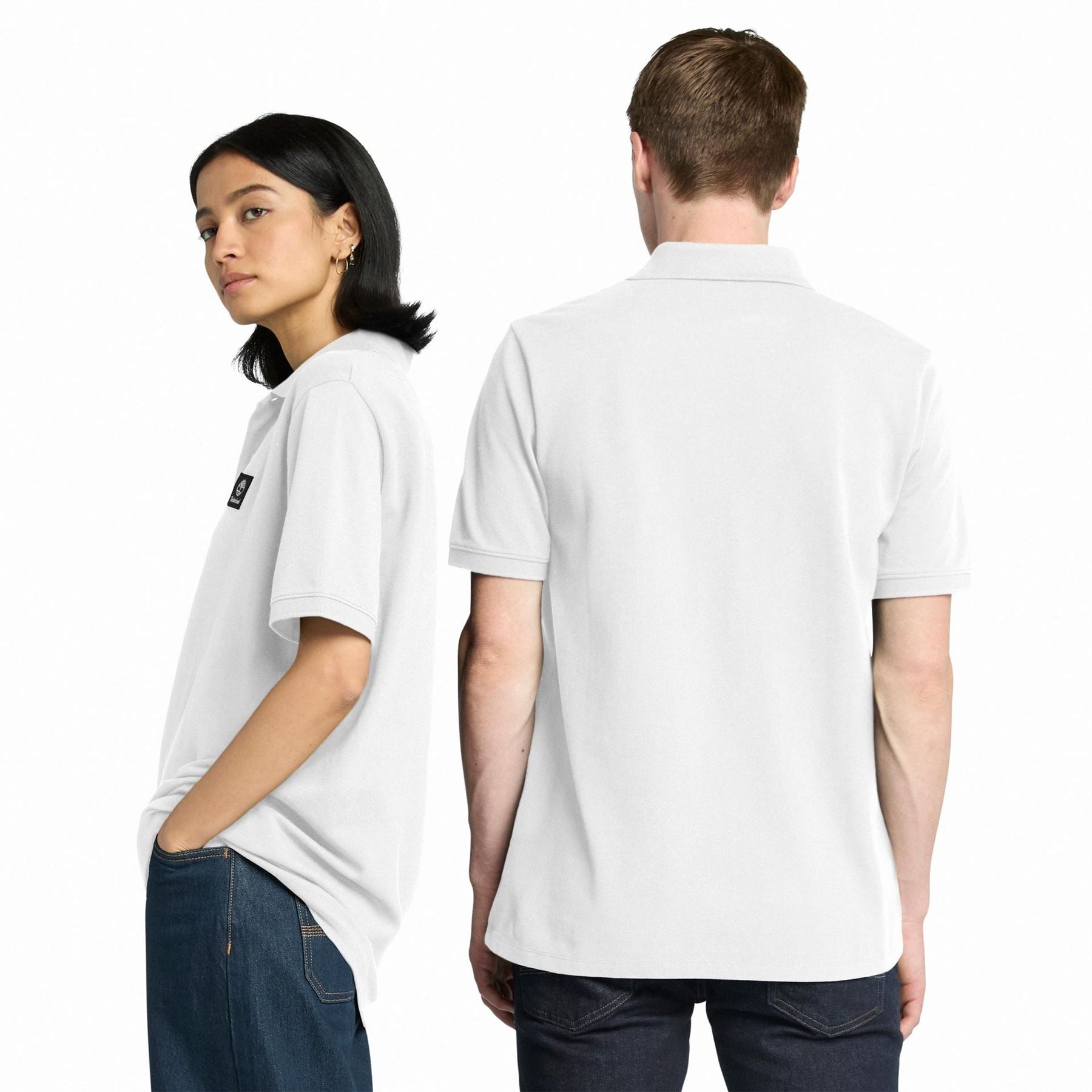 Timberland Woven Badge White Short Sleeve Polo Shirt
