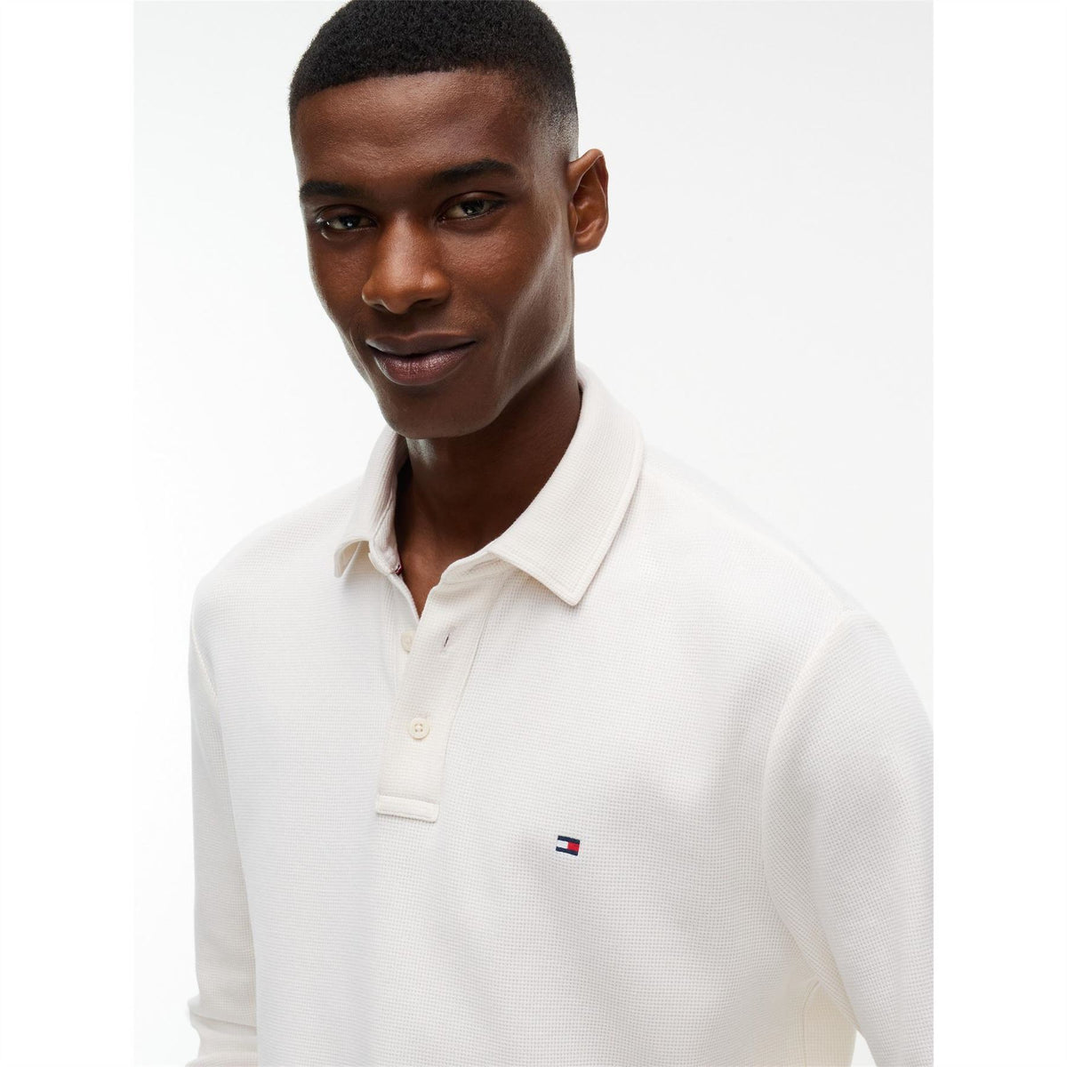Tommy Hilfiger Waffle Cotton Long Sleeve Polo Shirt
