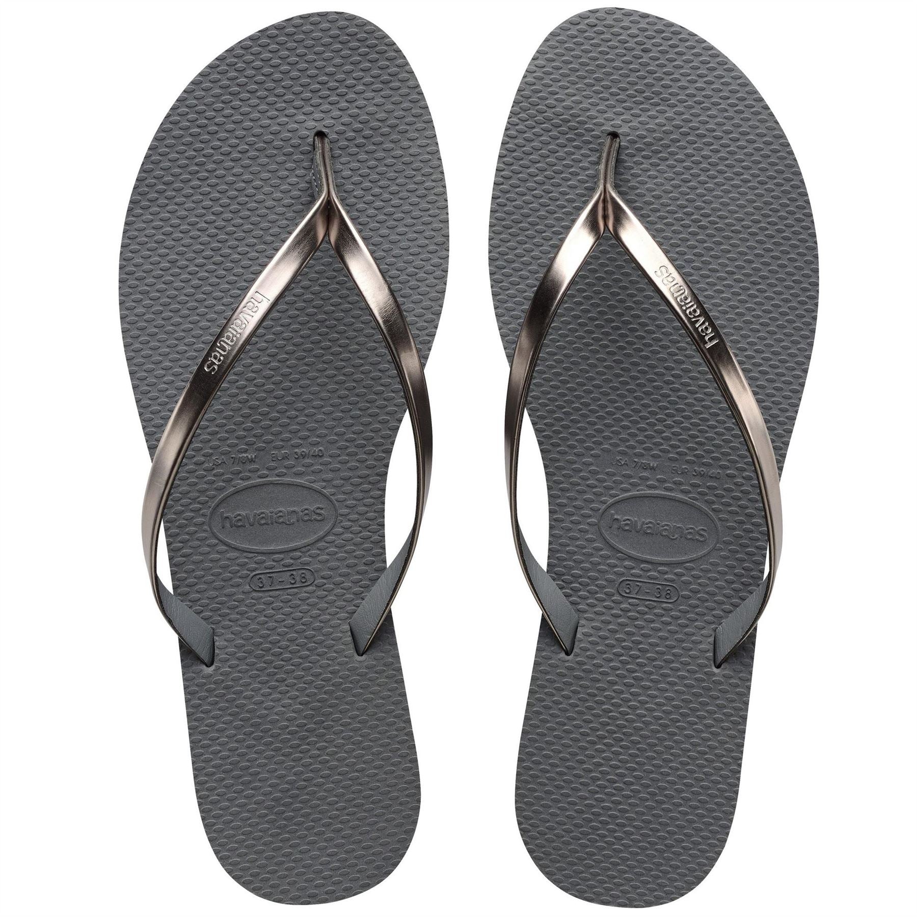 Havaianas Womens Hav. You Metallic Grey Steel Metall Flip Flops
