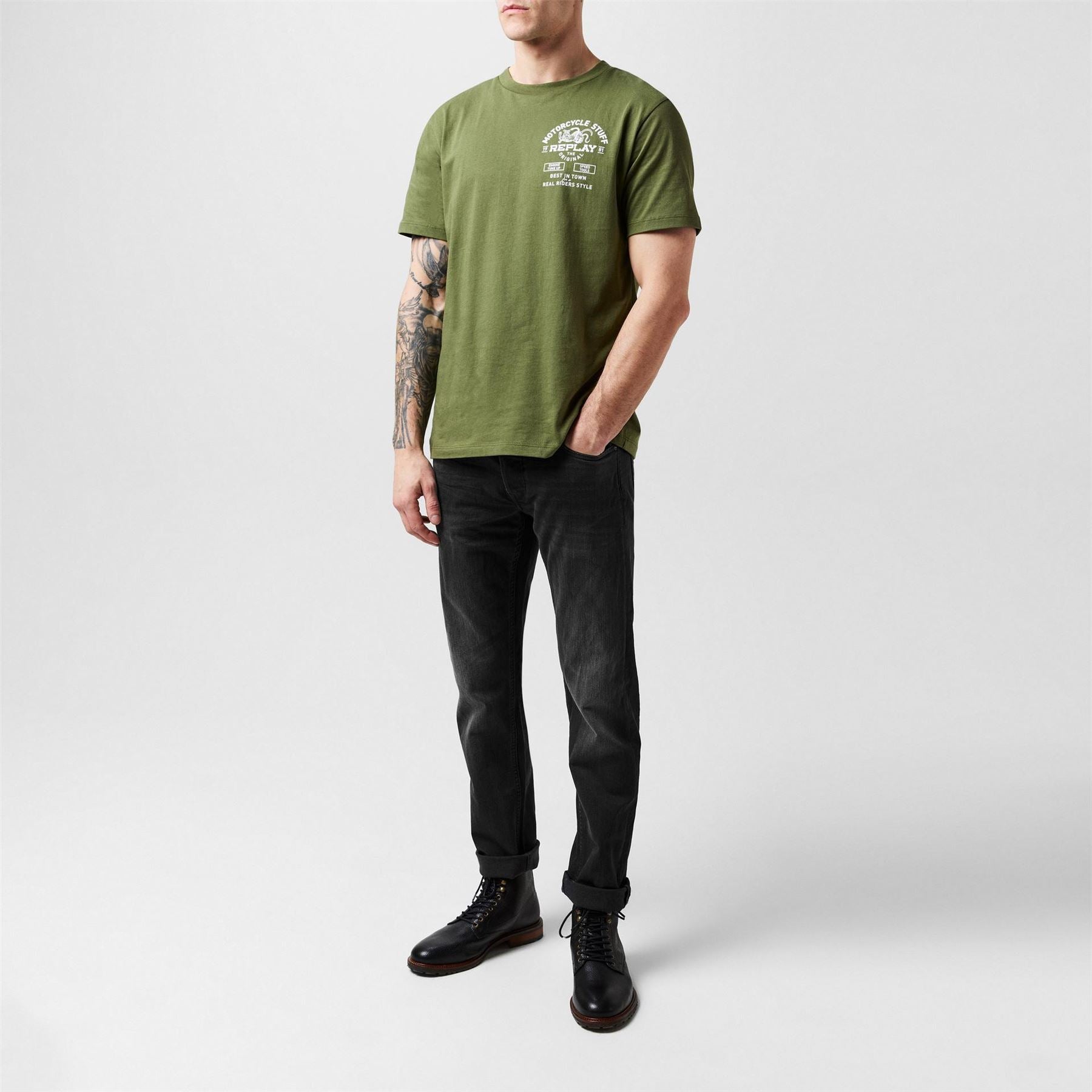 Replay Regular Fit Large Genie Crew Neck T-Shirt