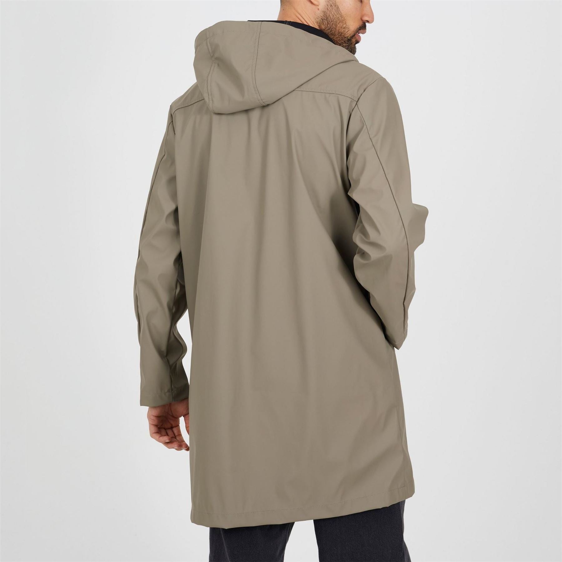 Brave Soul Mens Taupe Rubberised Hooded Parka