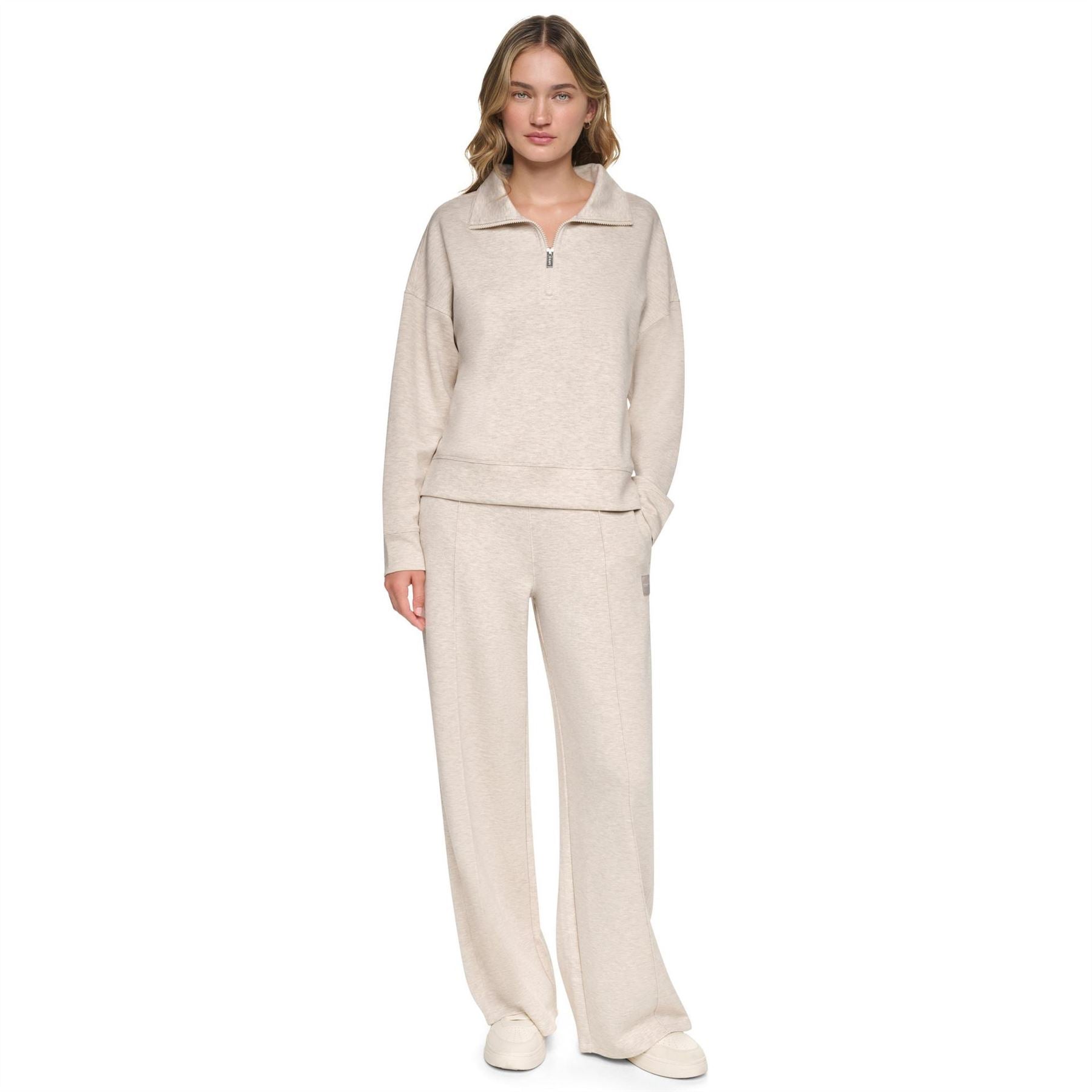 DKNY Sport 1 4 Zip Funnel Neck Fleece Top