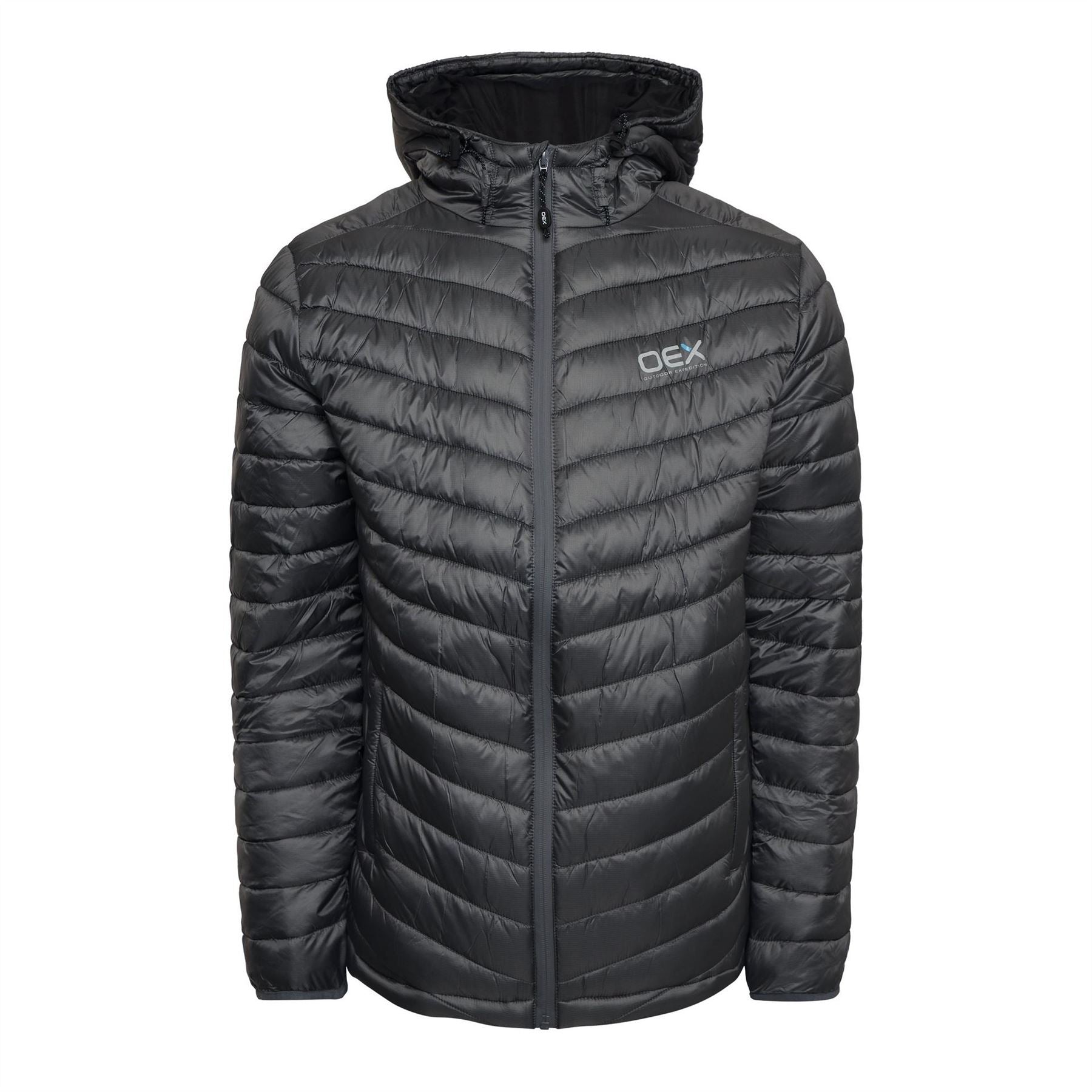 OEX Murdos Solid Patterned Hooded Fitted Cuff Puffer Jacket
