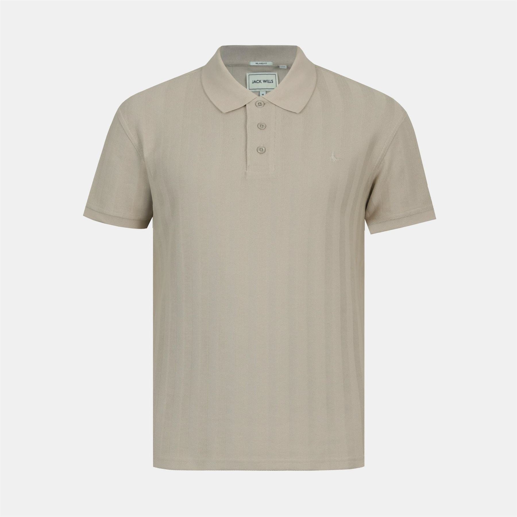 Jack Wills Herringbone Cotton Short Sleeve Polo Shirt
