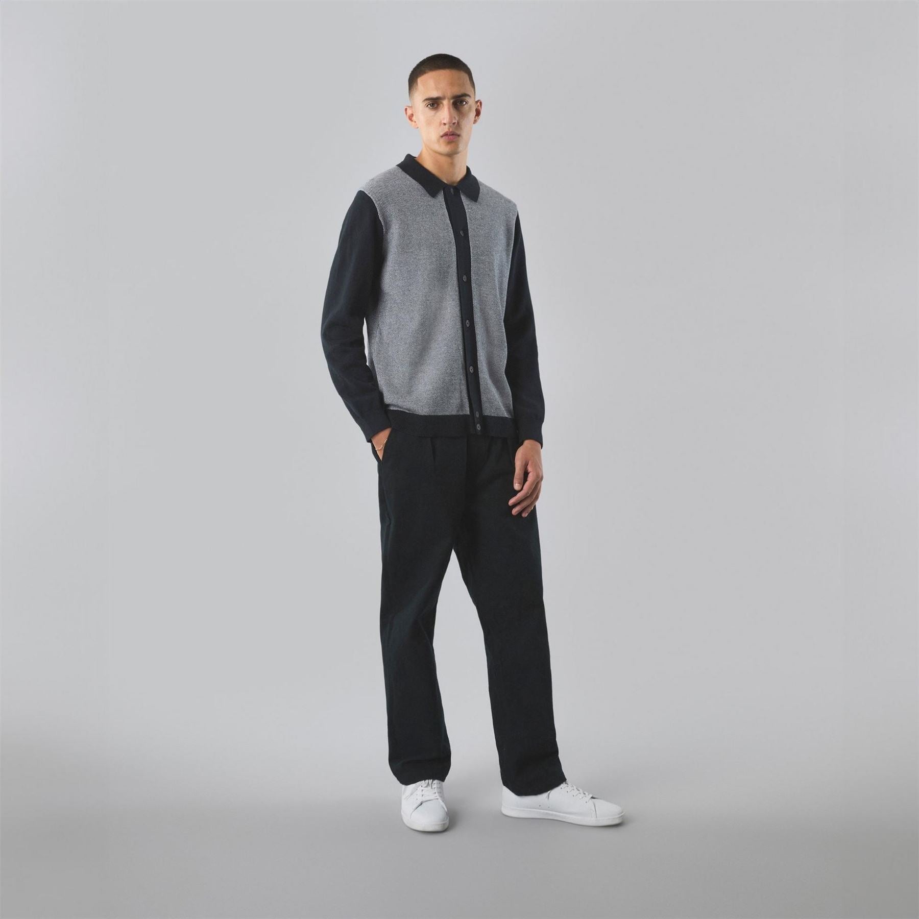 Pretty Green Roxy Knit Long Sleeve Regular Fit Shirt