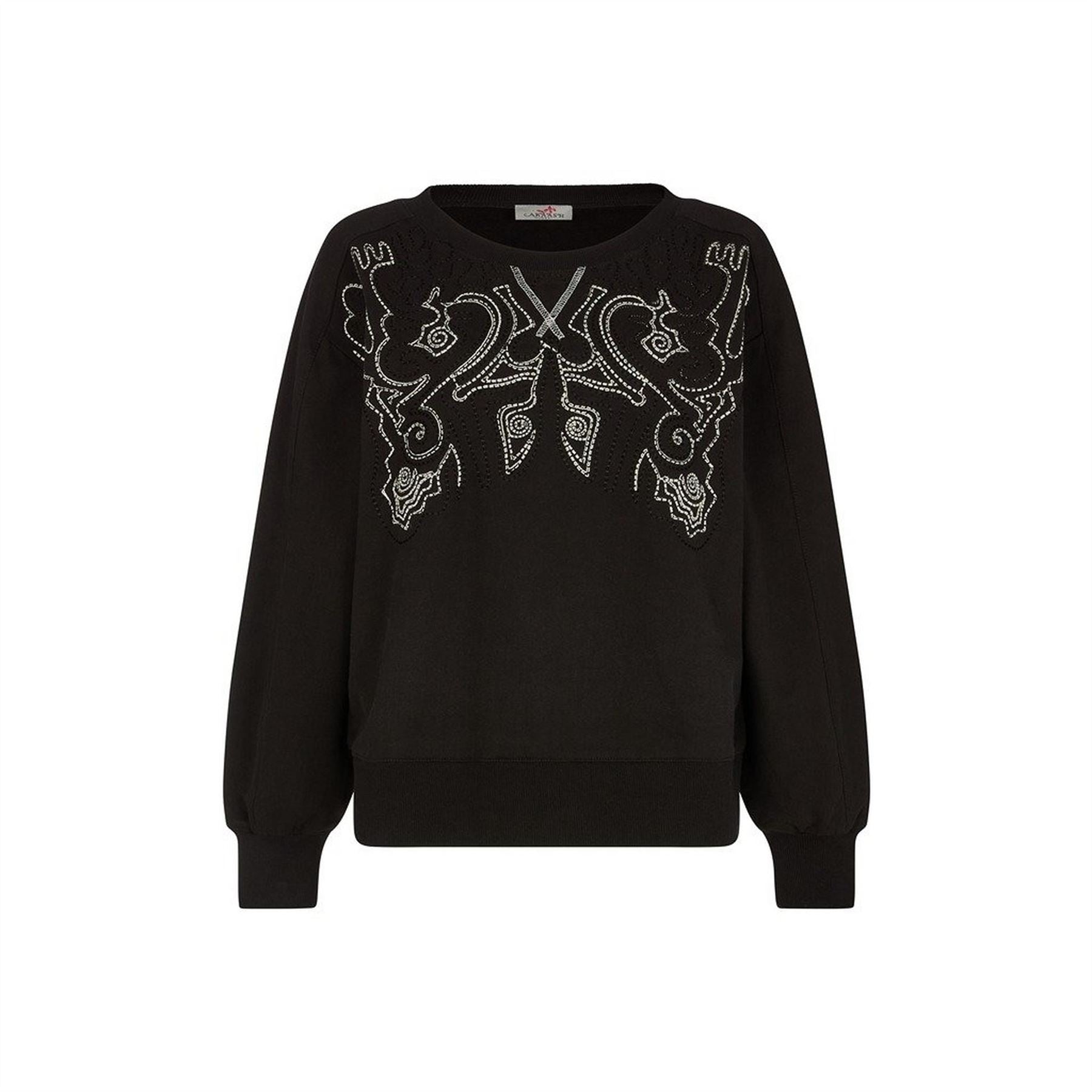 Raffya Marmalade Long Sleeves Embroidered Sweatshirt In Black