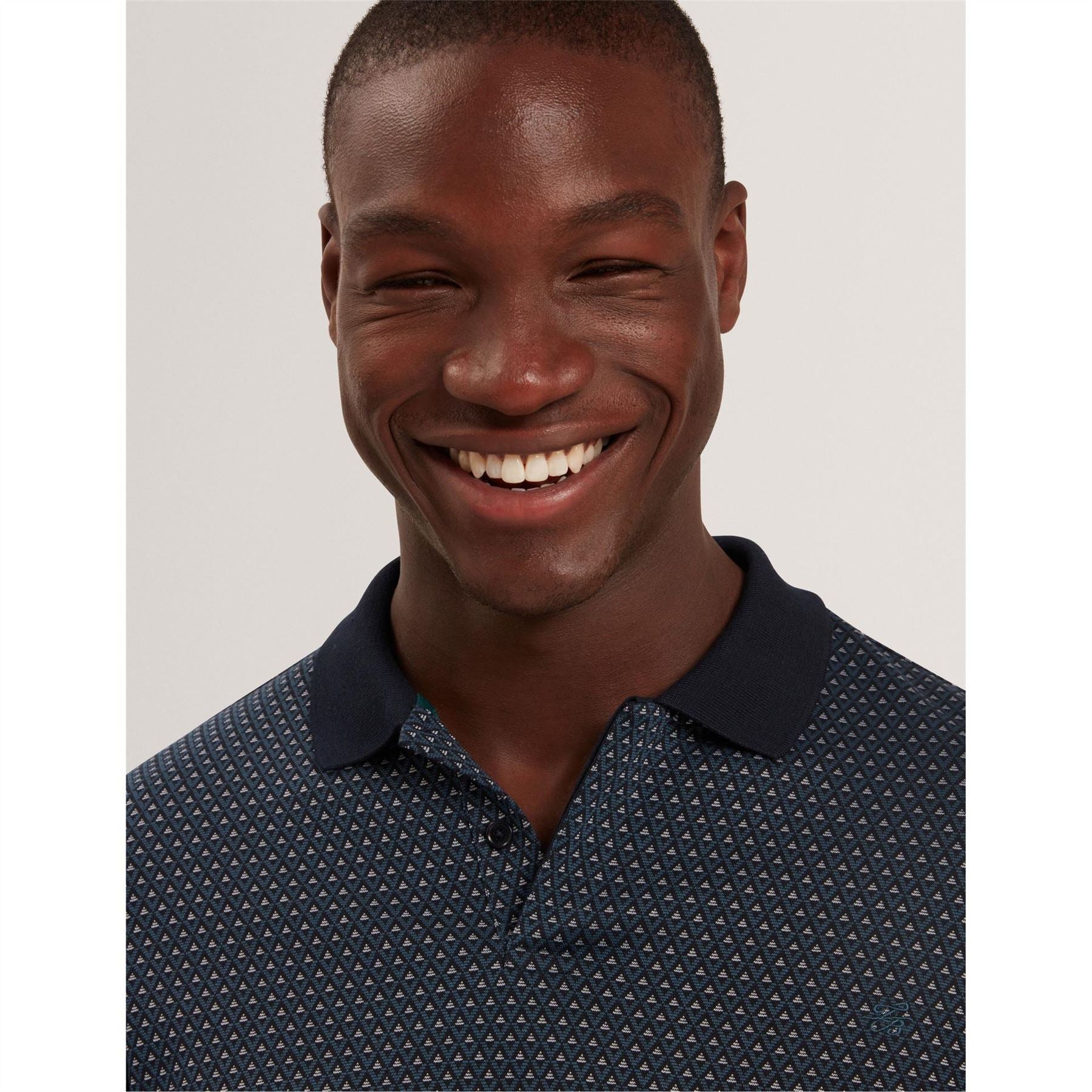 Ted Baker Jacquard Long Sleeve Collared Polo Shirt