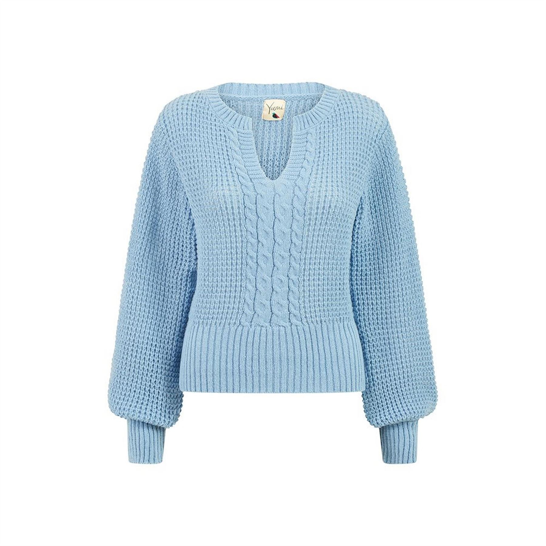 Yumi Balloon Sleeve Cable Knit Jumper