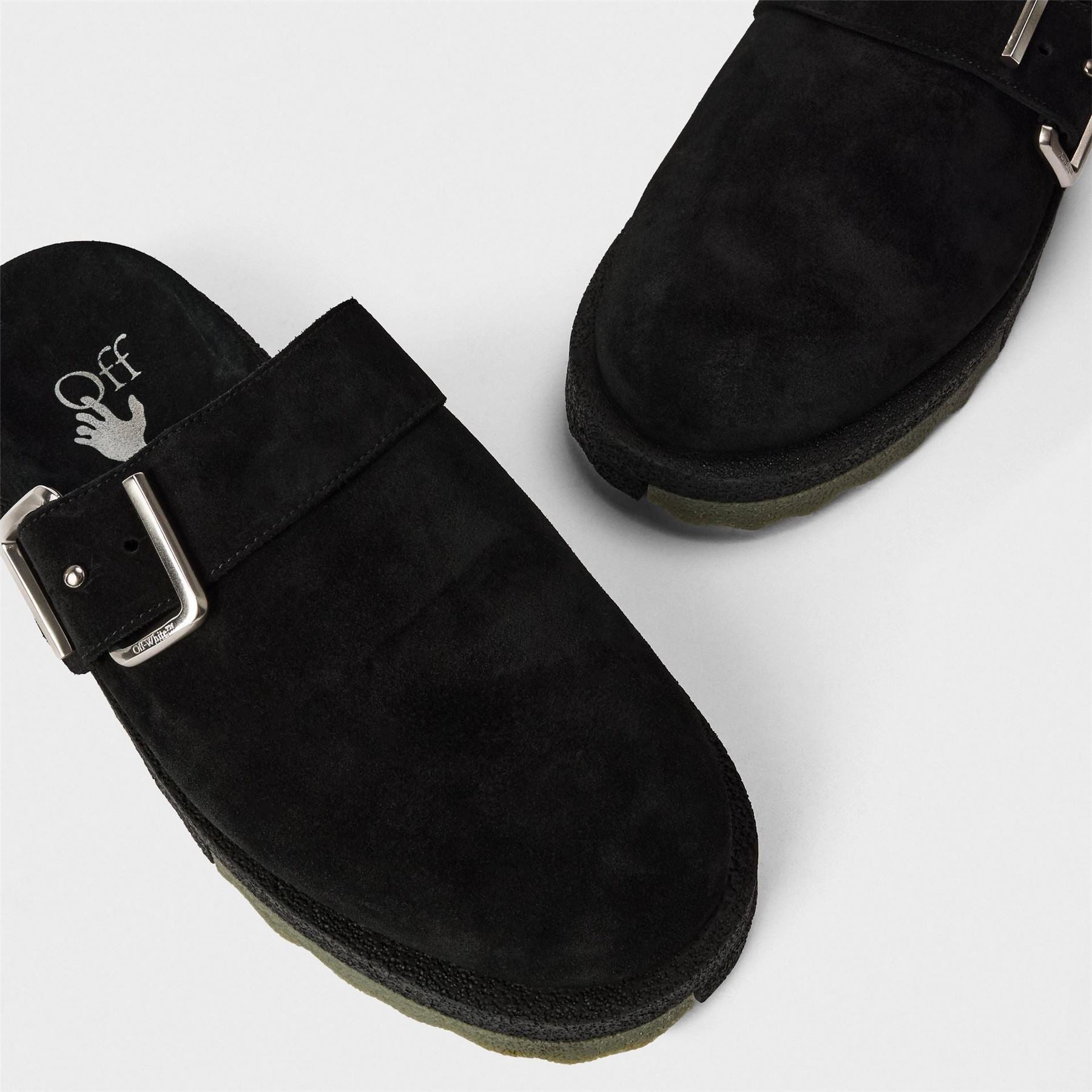 Off White Block Heel Closed Toe Shuv Clogs
