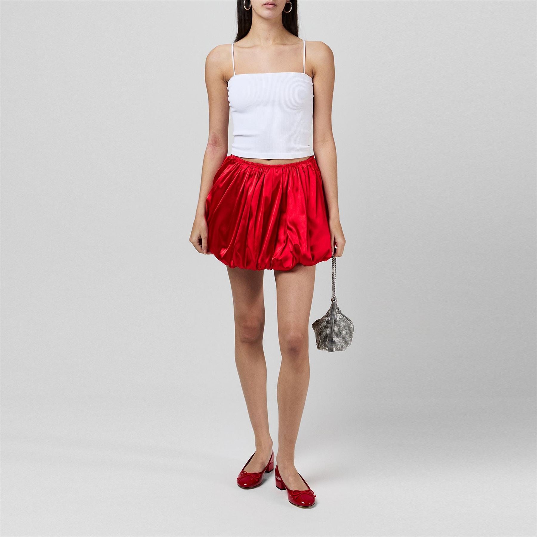 AmyLynn Satin Mini Balloon Skirt