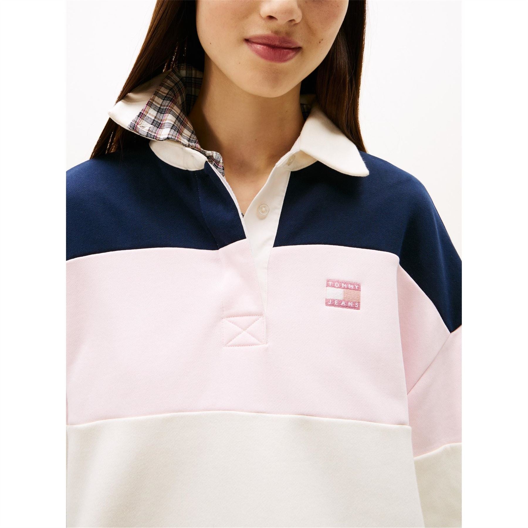 Tommy Jeans Badge Collared Neck Long Sleeve Rugby Shirt