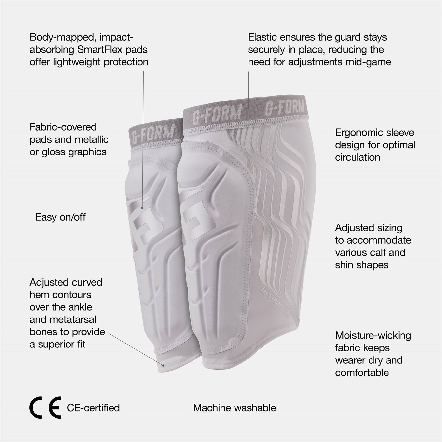 G Form Moisture Wicking Ce Certified Shin Pads