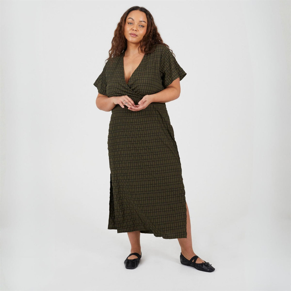 Brave Soul Plus Size Midi Dress With Tie Detail