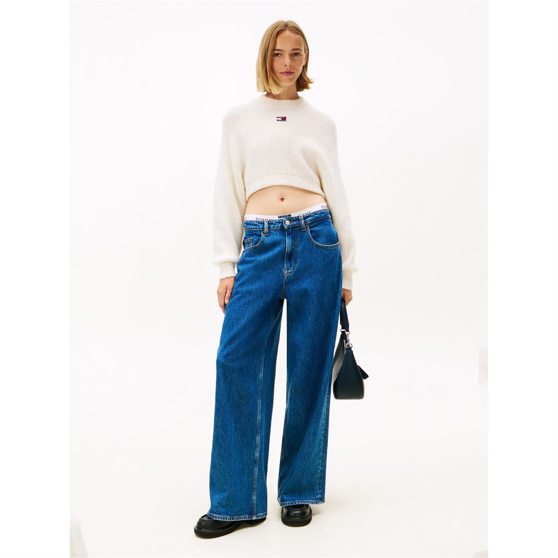 Tommy Jeans Badge Crew Neck Ribbed Collar Long Sleeve Sweater