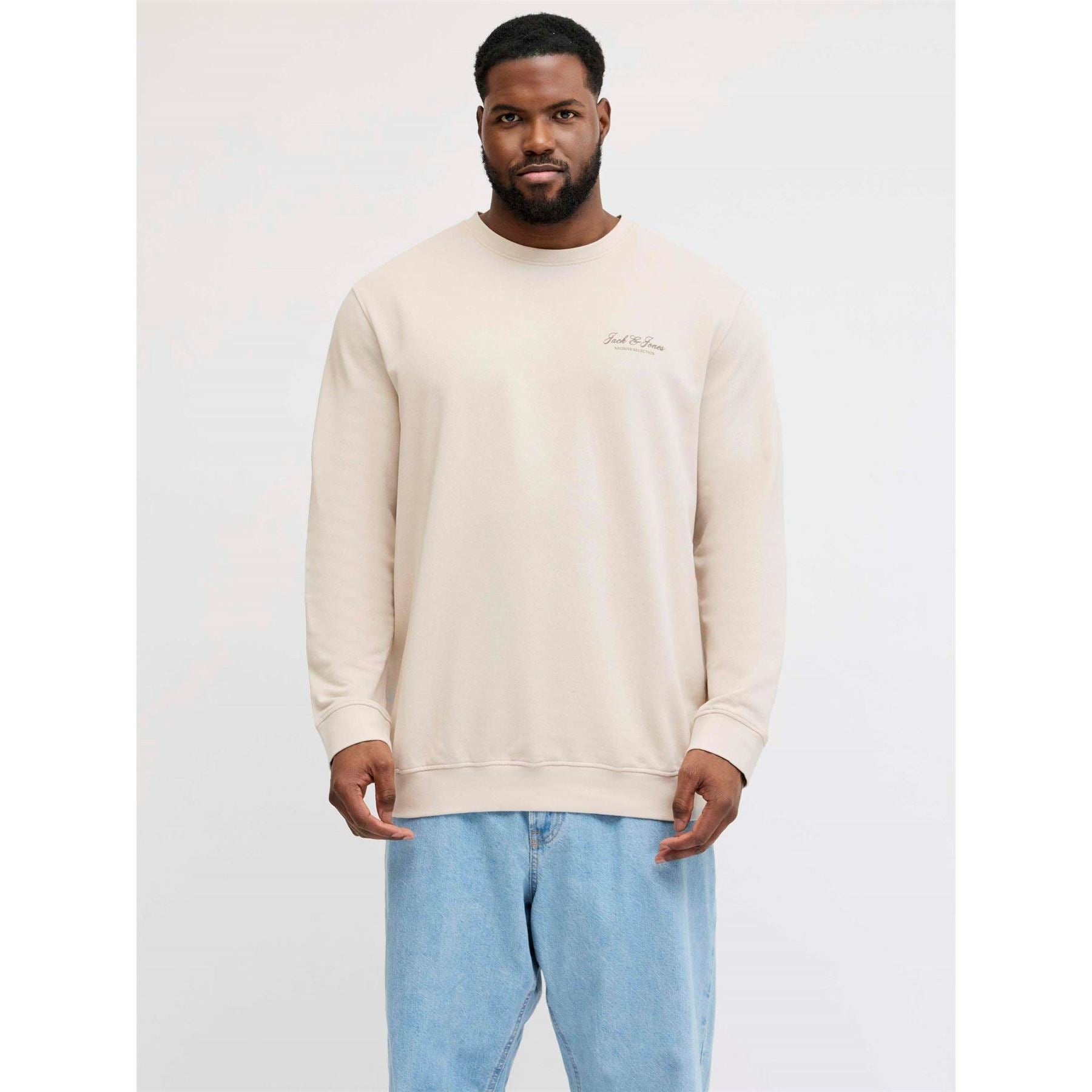 Jack and Jones Archive Printed Logo Crew Neck Long Sleeve Sweatshirt