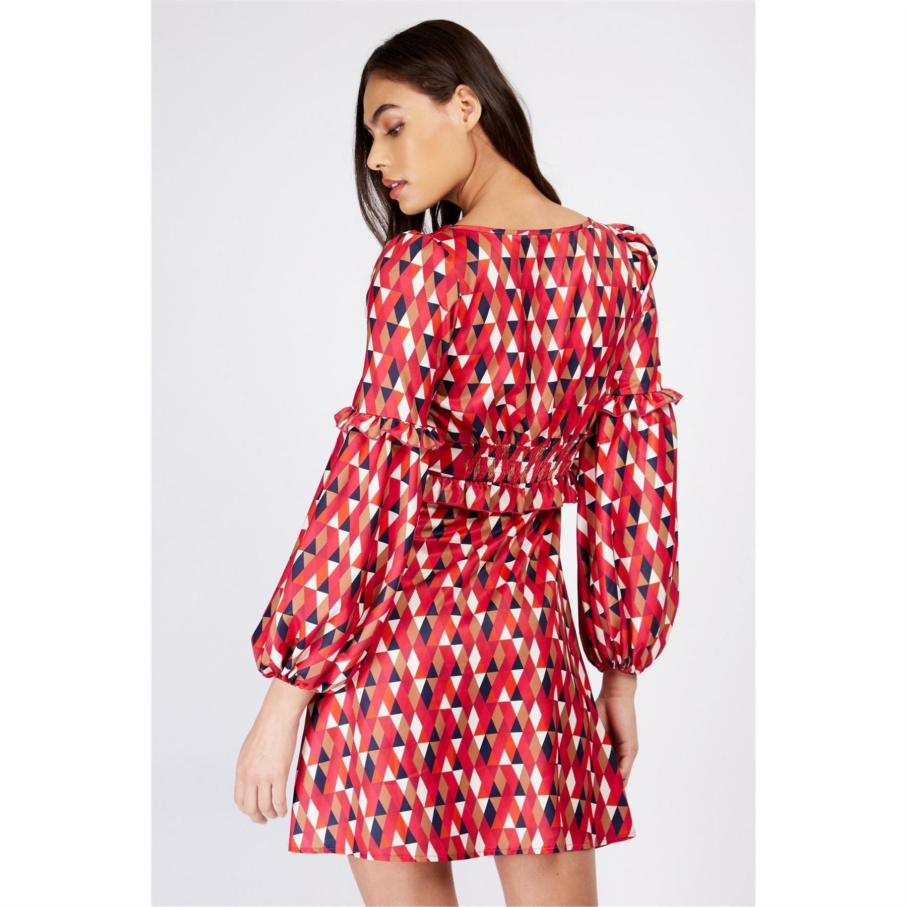 Little Mistress V-Neck Long Sleeve Mini Wrap Dress