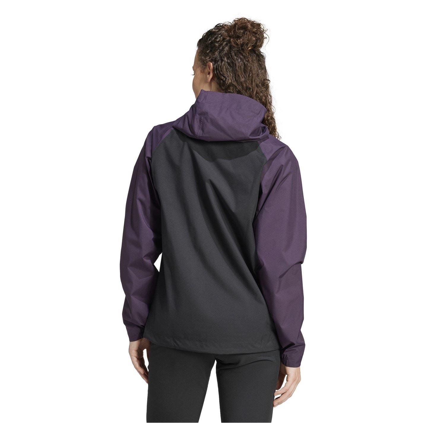 adidas Color Block Front Zipper Pocket Rain Coat