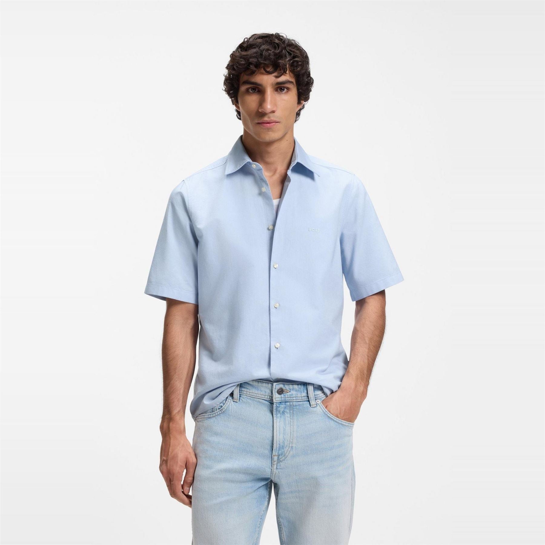 Boss Collared Neck Shirt Collar Short Sleeve Regular Fit Shirt