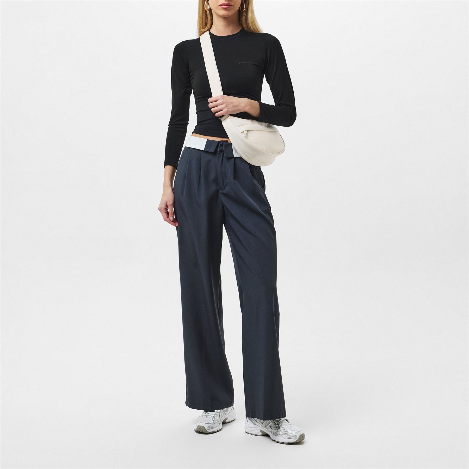 Missy Empire Fold Over Waist Wide Leg Trousers
