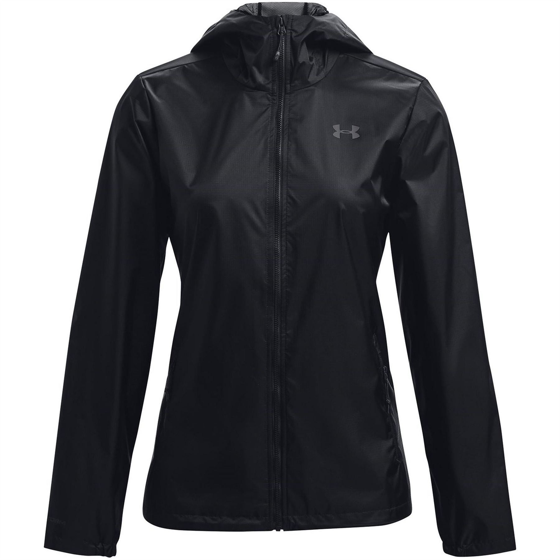 Under Armour Solid Patterned Hooded Zipped Pocket Rain Jacket