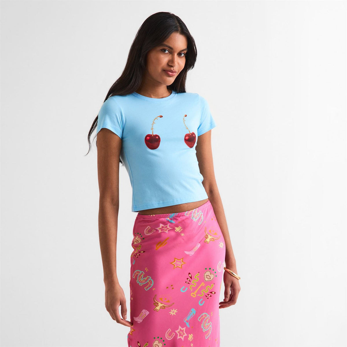 Never Fully Dressed Cherry Graphic Crew Neck Short Sleeve Jersey T-Shirt