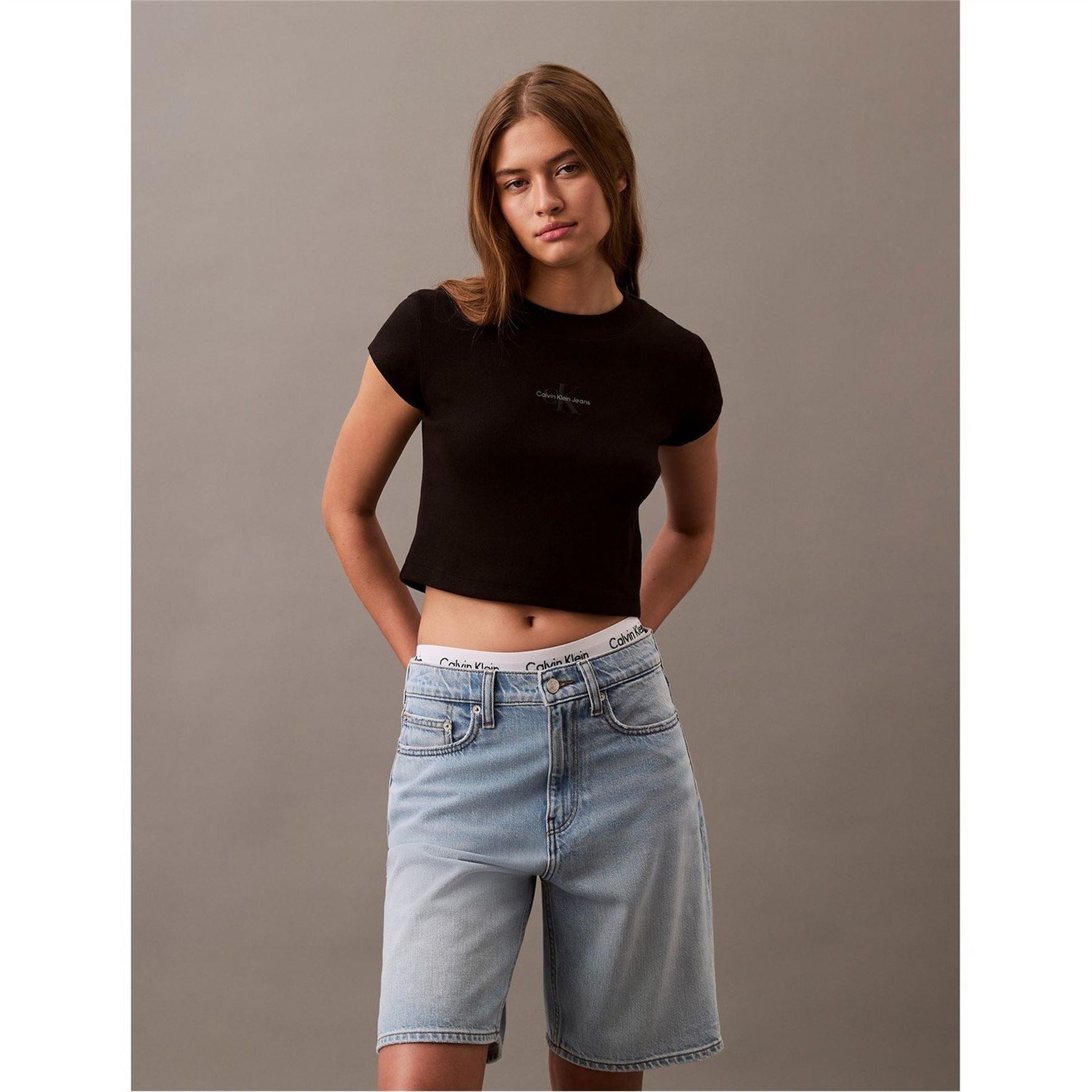 Calvin Klein Jeans Baby Crew Neck Ribbed Collar Short Sleeve T-Shirt