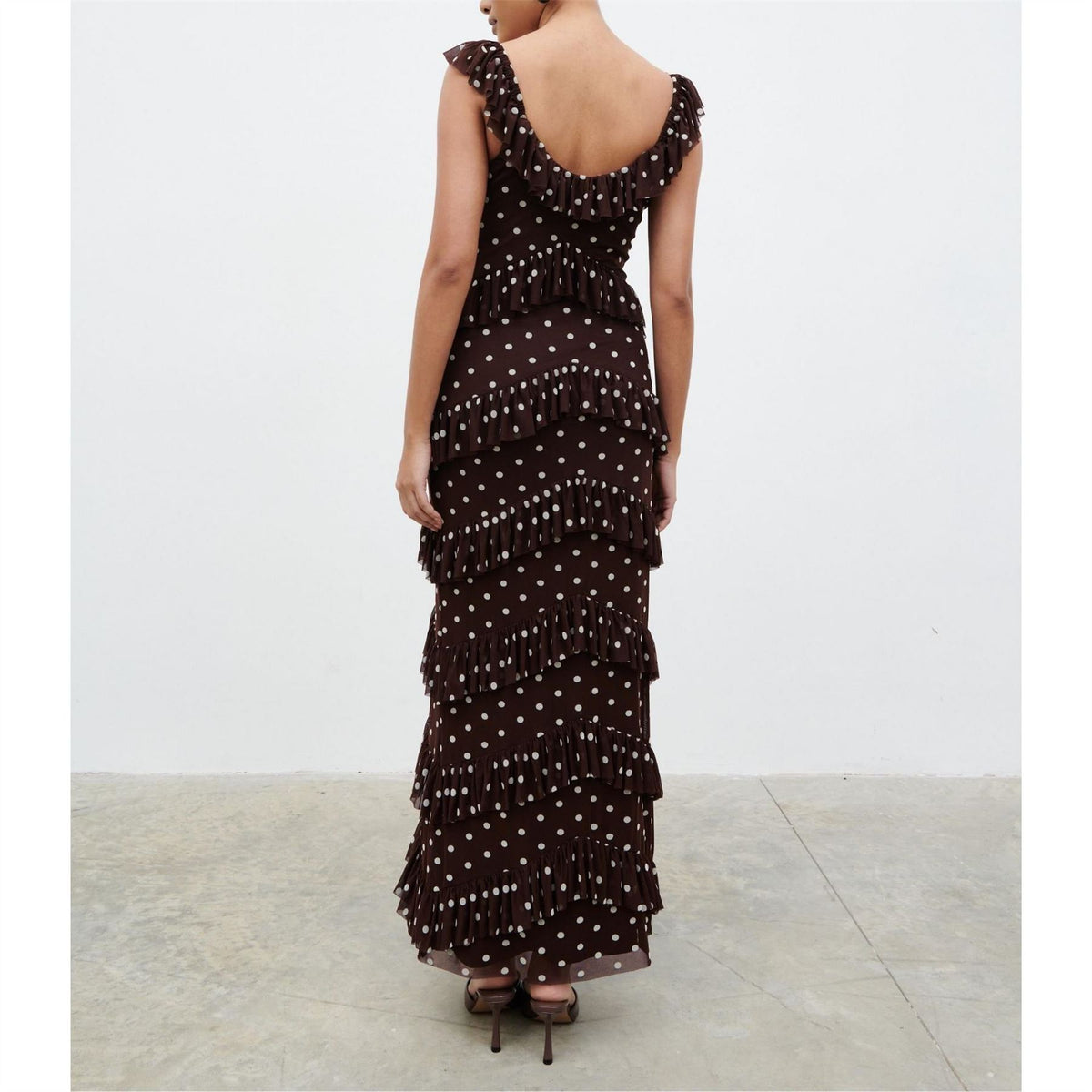 Pretty Lavish Cecile Ruffle Mesh Maxi Dress