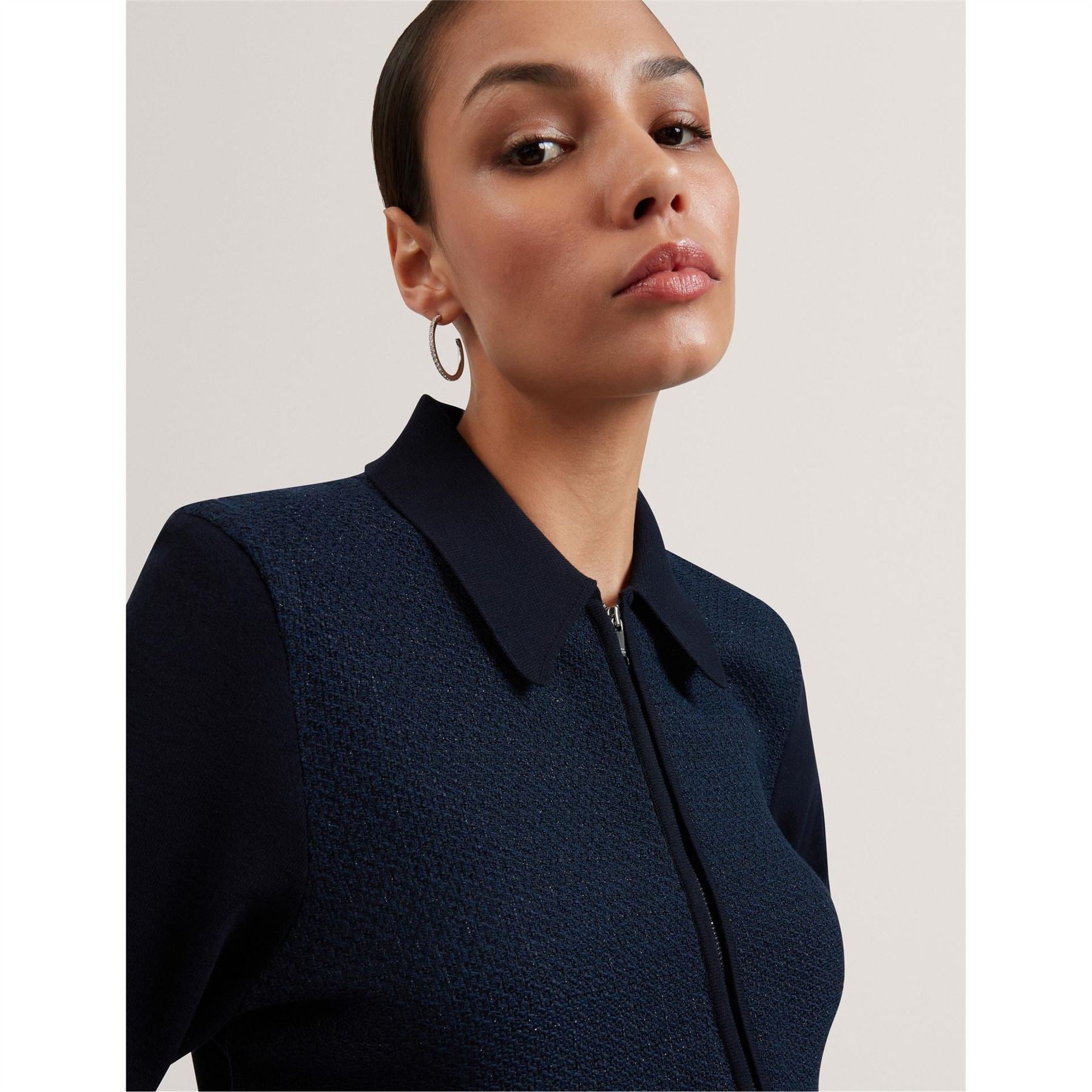 Ted Baker Collared Neck Long Sleeve Zip Sweater