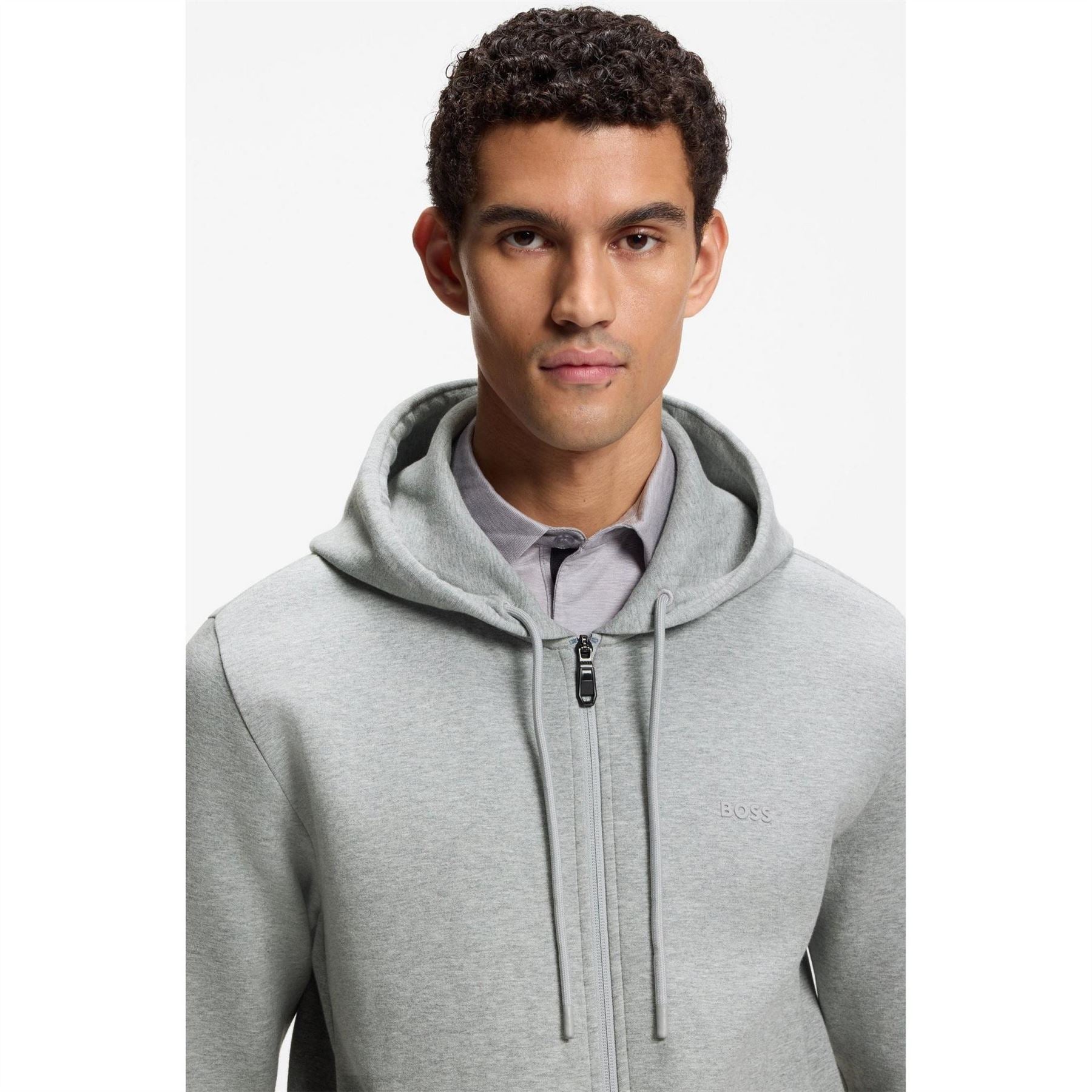 Boss BOSS GREEN Full Zip Hoodie with Adjustable Drawstring Hood   Streamlined Design
