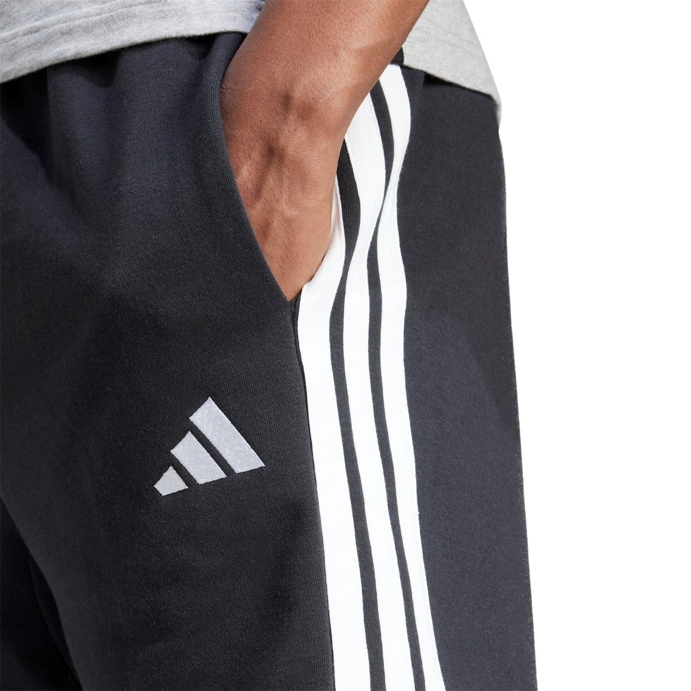 adidas Mens Essentials 3 Stripe Fleece Shorts