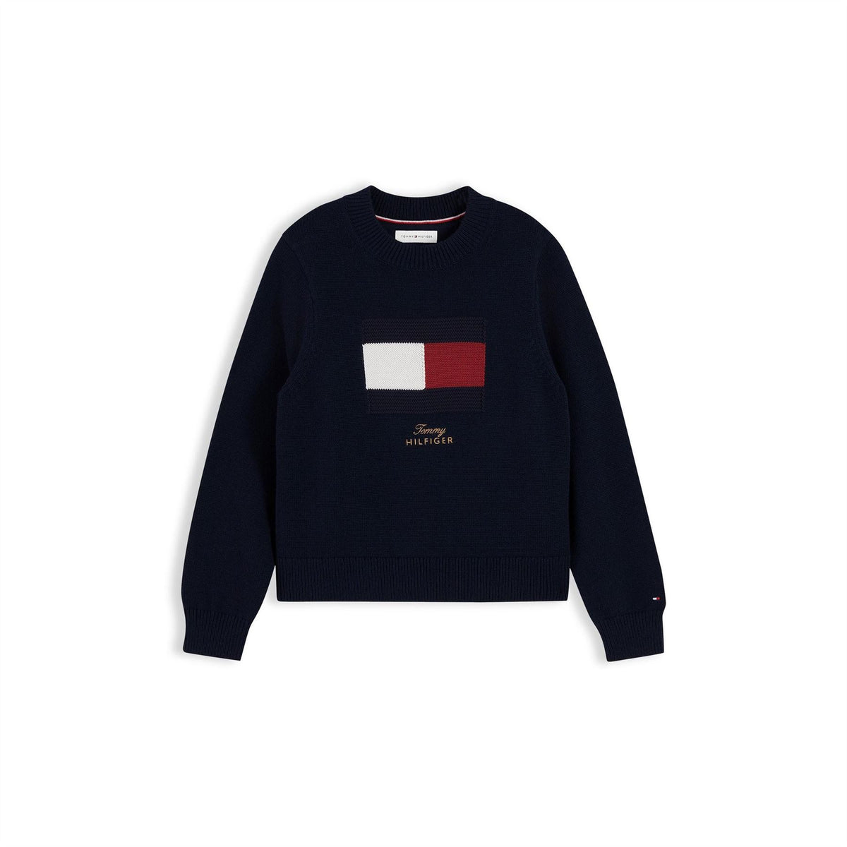 Tommy Hilfiger Flag Cotton Long Sleeve Crew Neck Jumper
