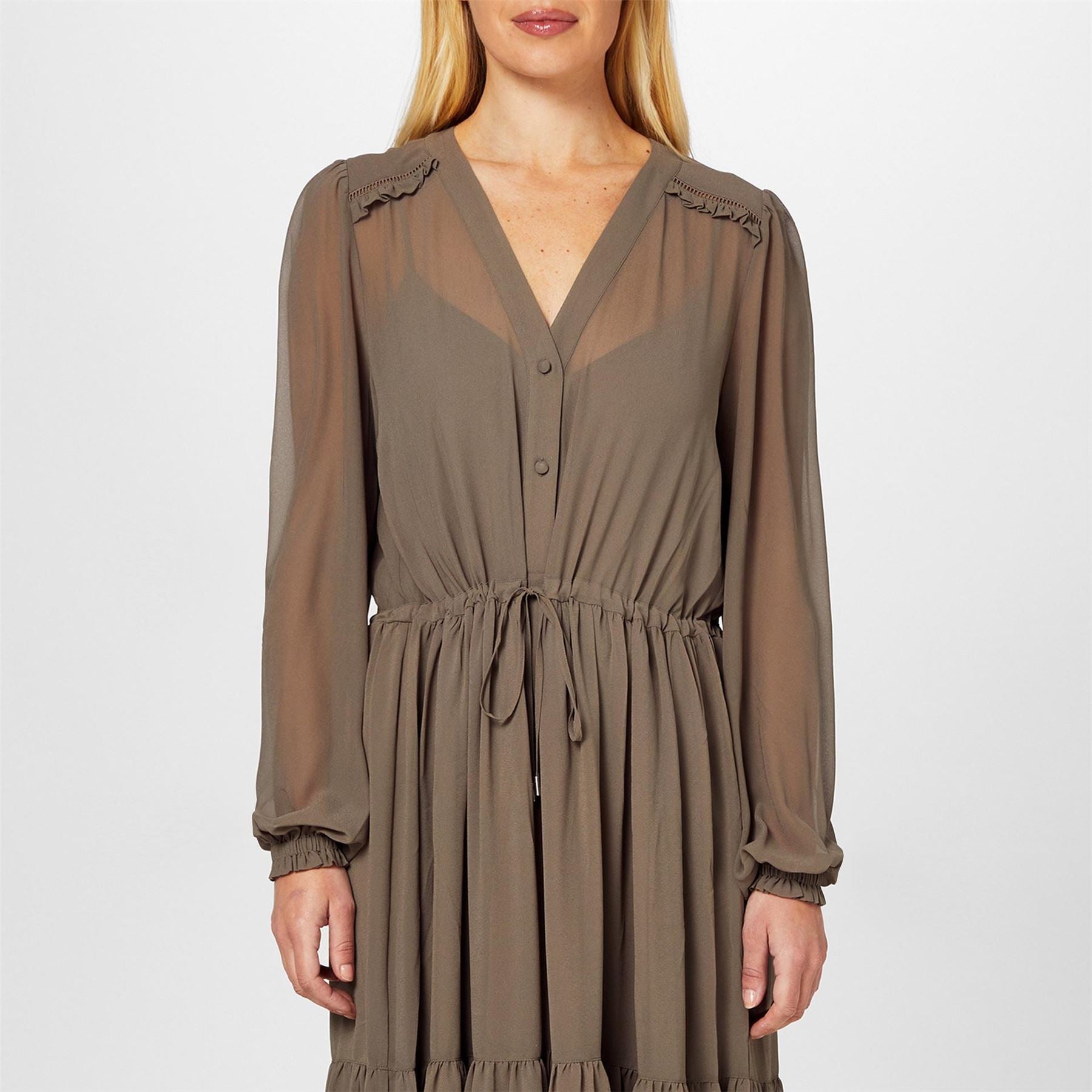 Boss Tie Waist V-Neck Maxi Dress