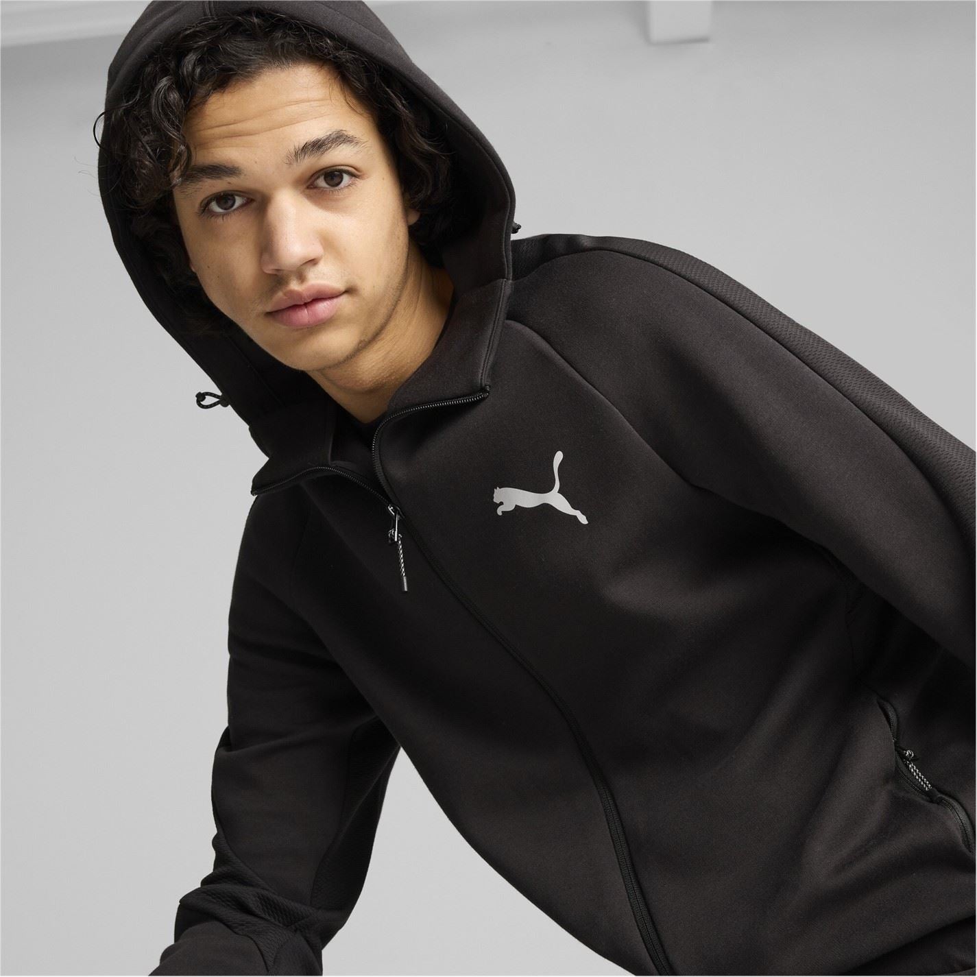 Puma Full Zip Hooded Hip Length Relaxed Fit Top