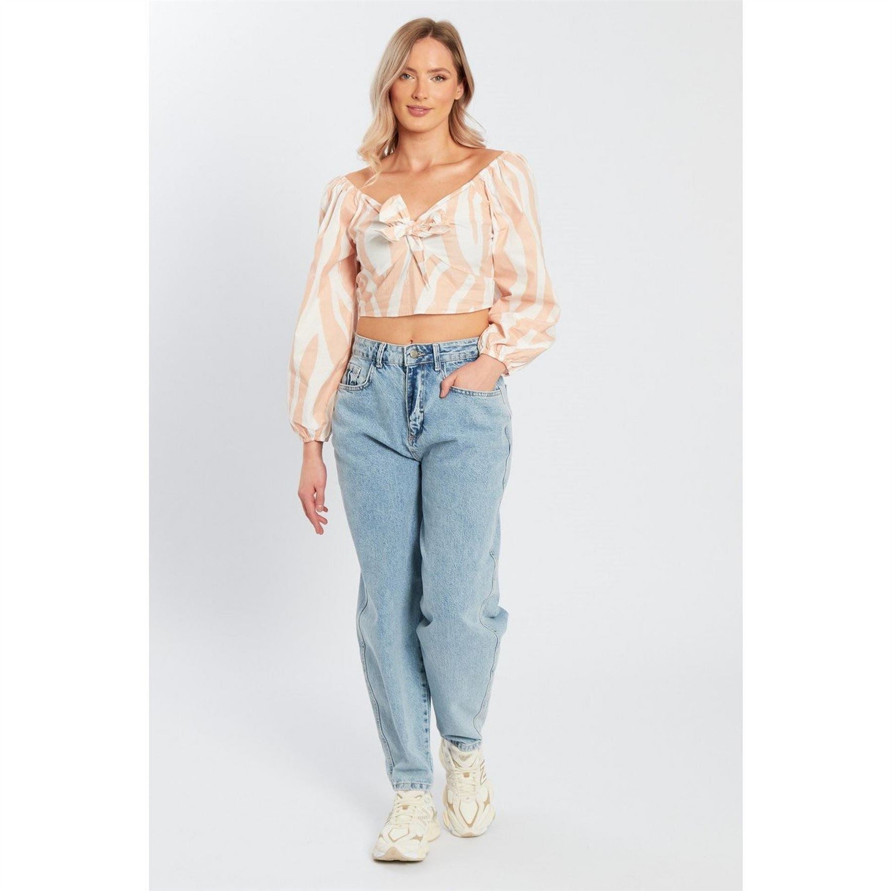 Influence Cropped Relaxed Fit Square Neck Blouse