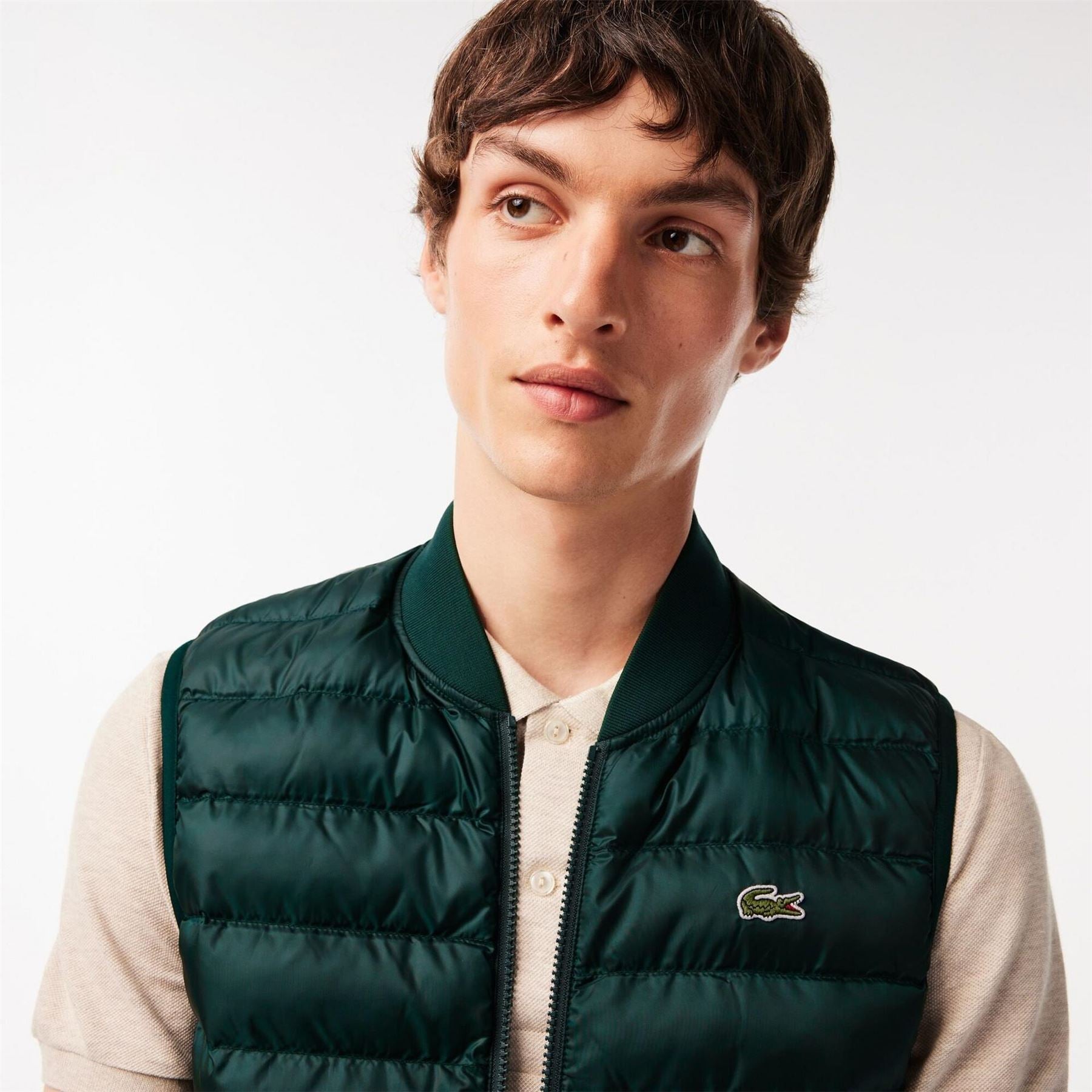 Lacoste Solid Patterned Gilet with Logo