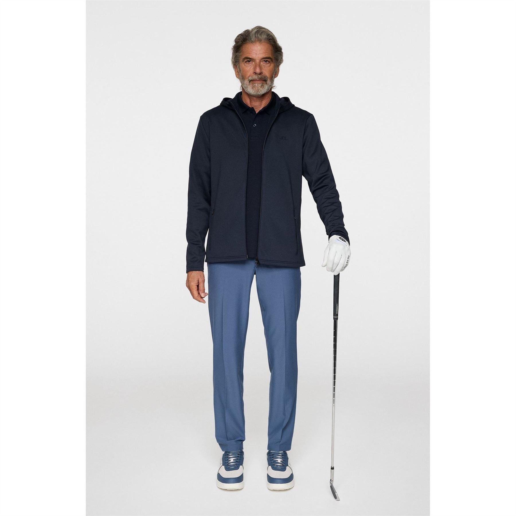 J Lindeberg Golf Aeril Full Zipper Hooded Logo Print Jacket with Zipped Pocket