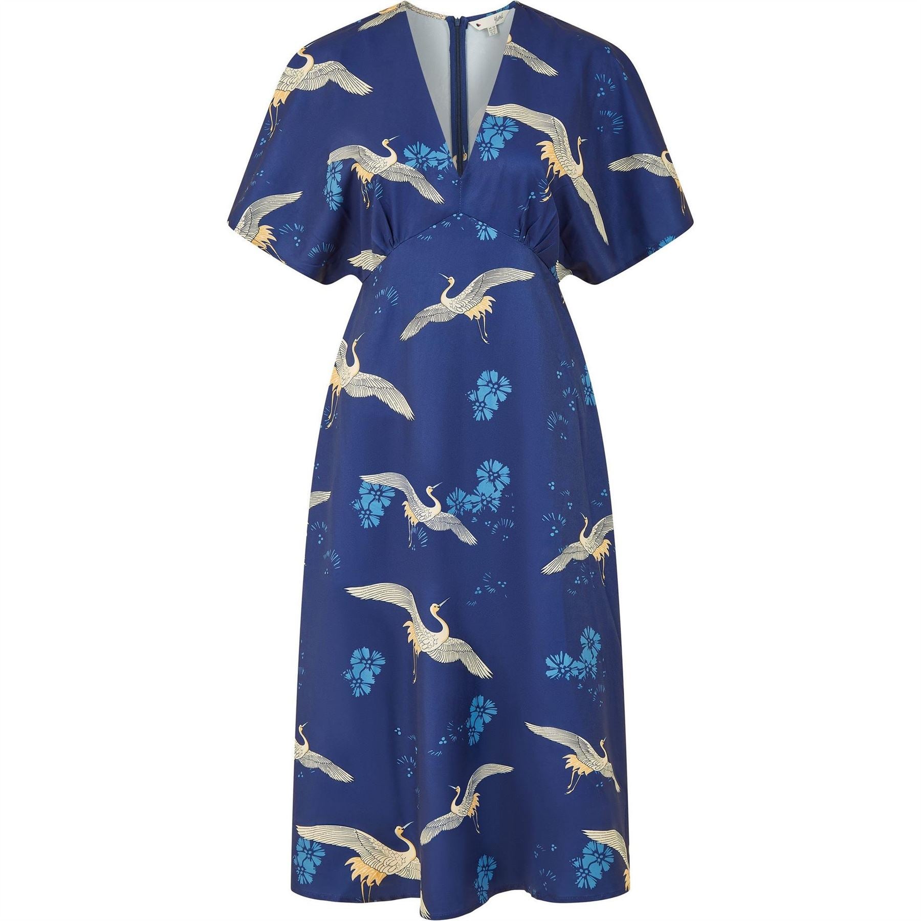 Yumi Crane Print Kimono Midi Dress