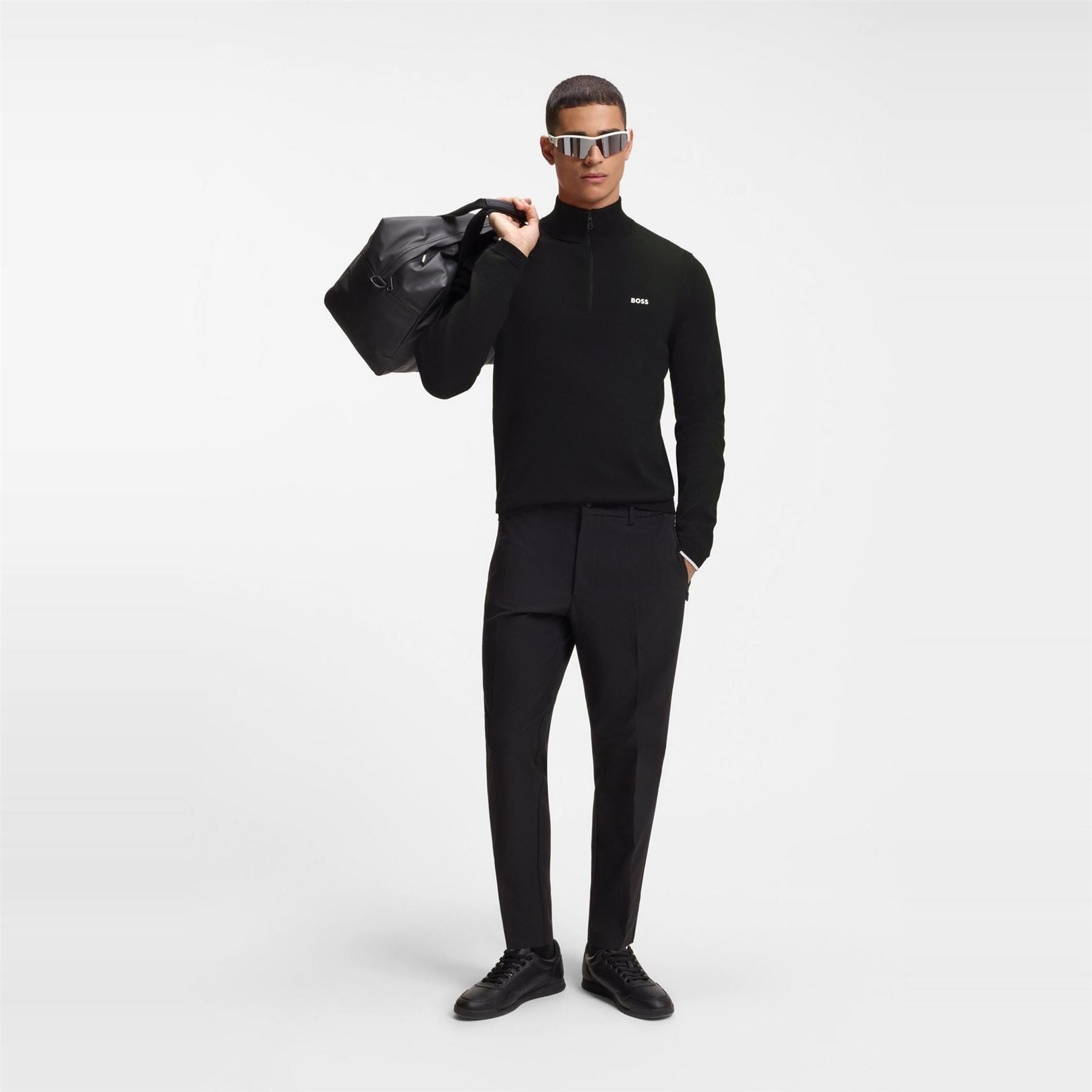 Boss Ever X Green Cotton Long Sleeve 1 4 Zip Knitted Top