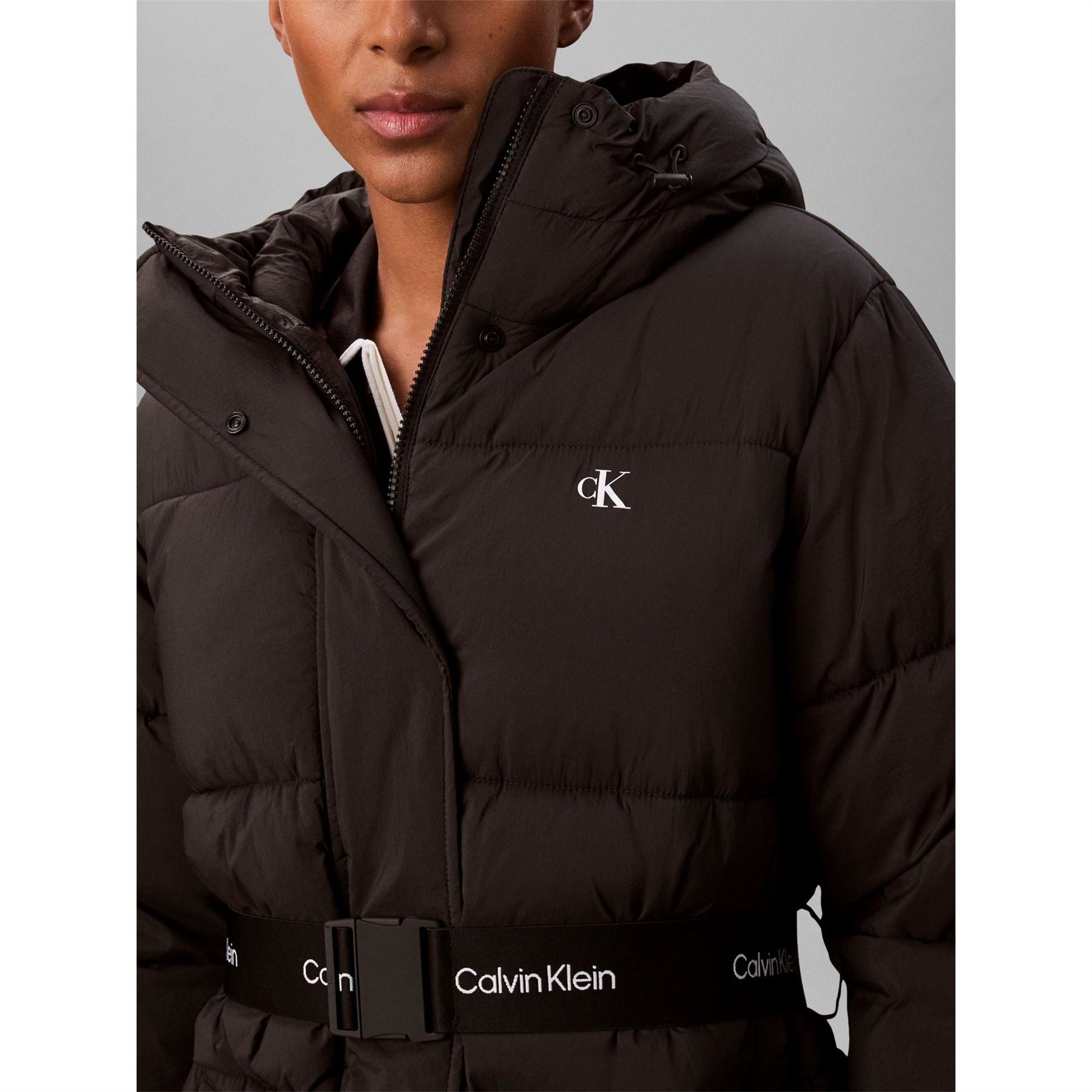 Calvin Klein Jeans Logo Belt Insulated Short Puffer Jacket